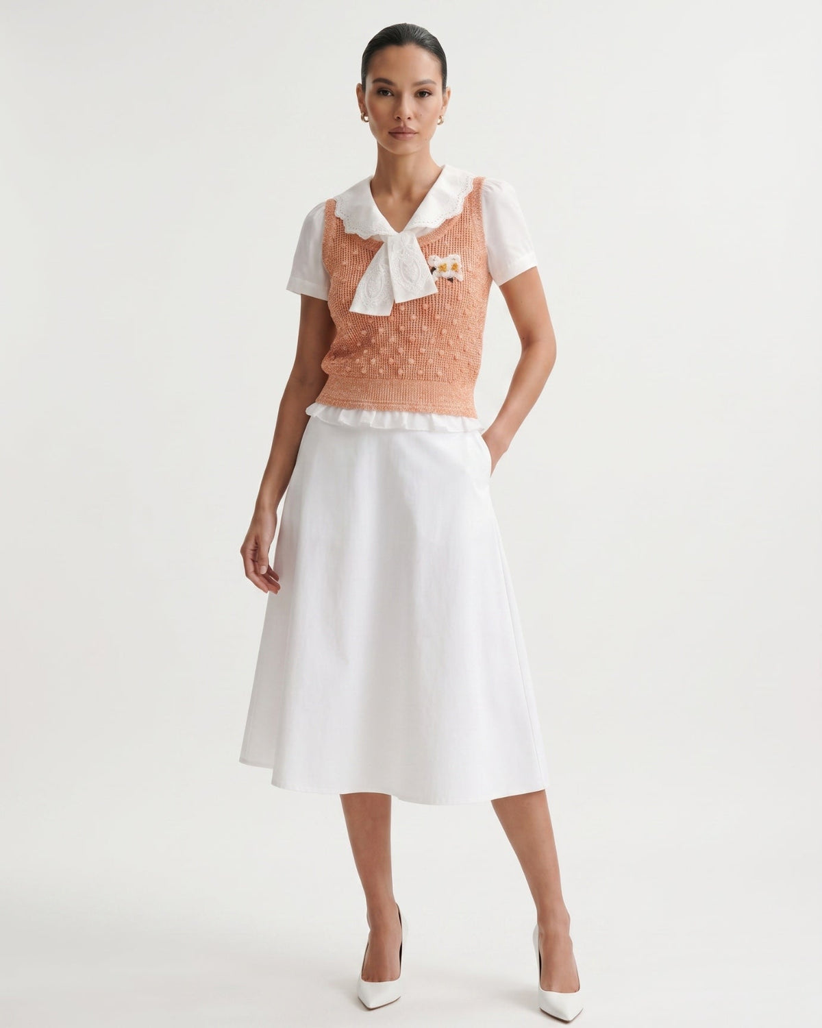Sweet Dream Embroidered Knitted Top with Gentle Shaping