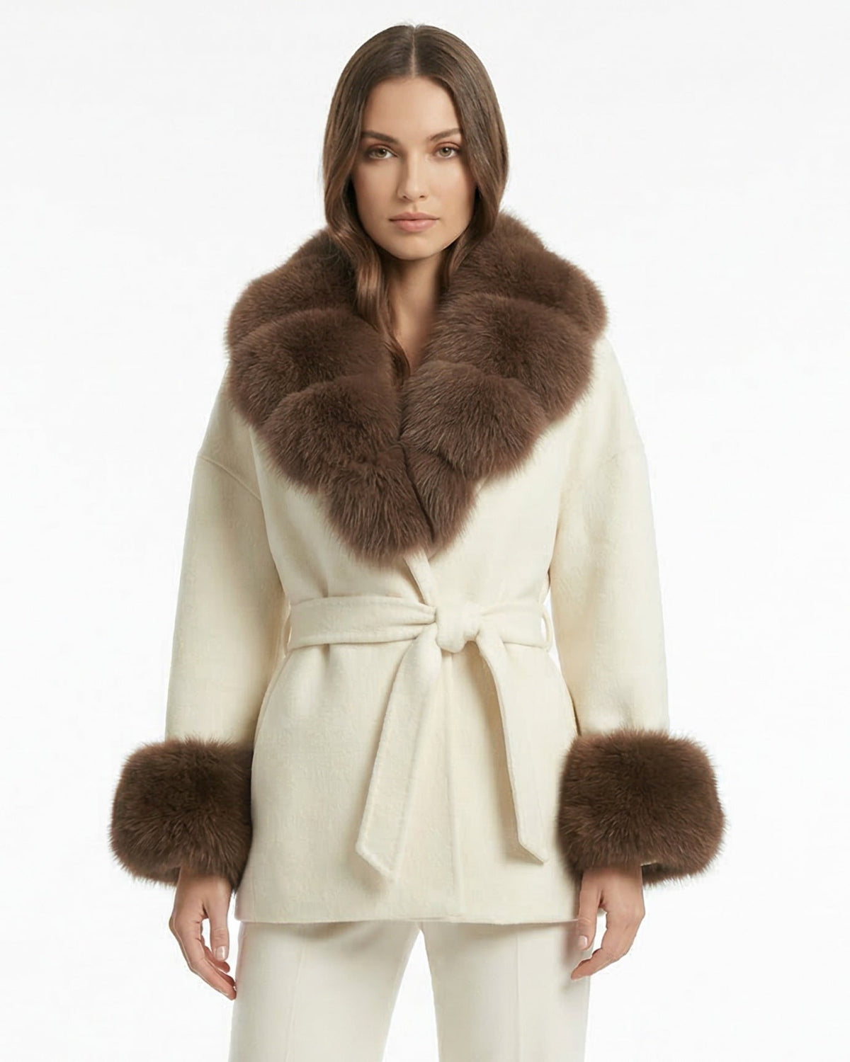 Divina Double-Sided Wool Coat with Statement Collar – view 21
