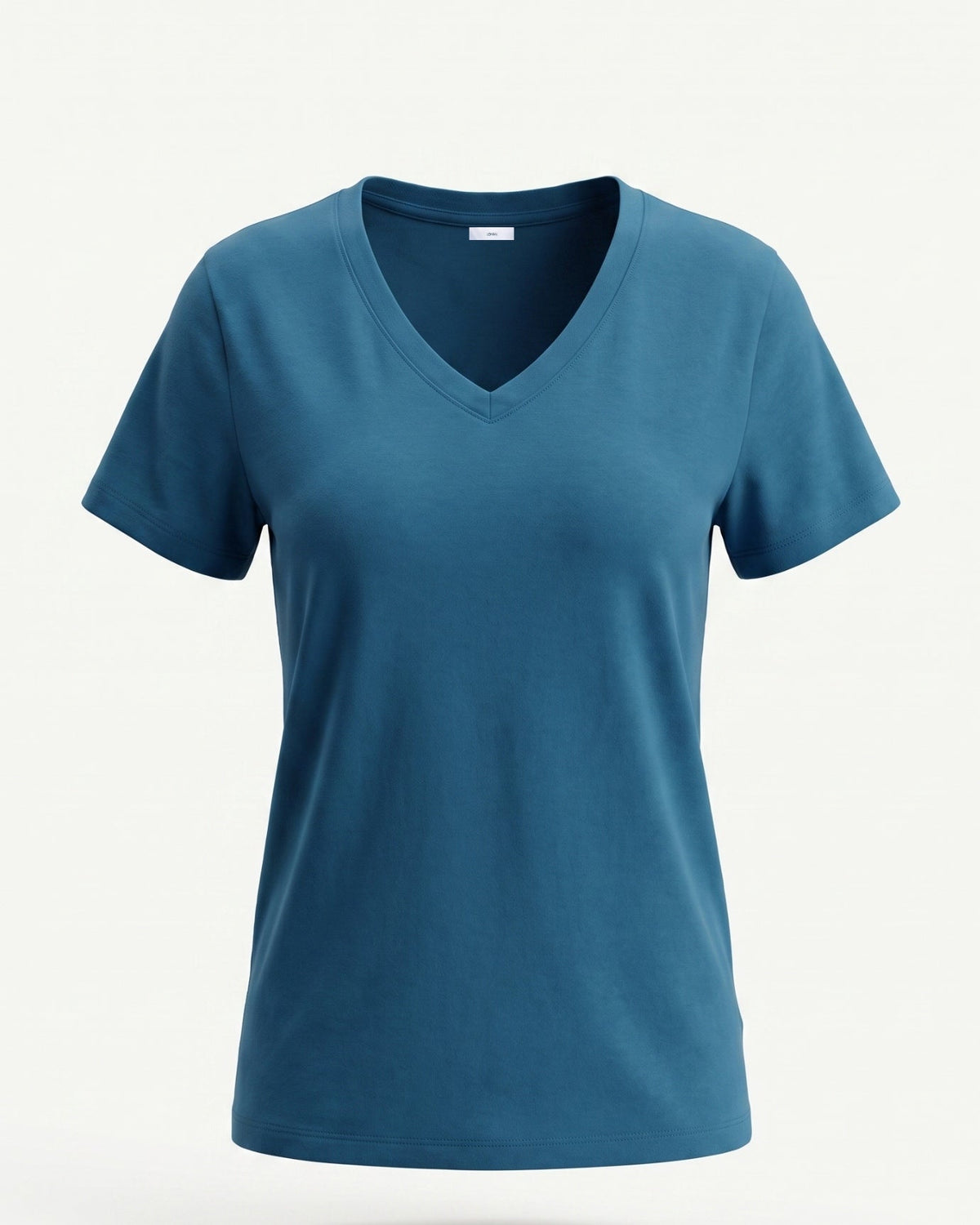 Mercerised Cotton V-Neck Tailored Cut T-Shirt with Subtle Sheen – view 25