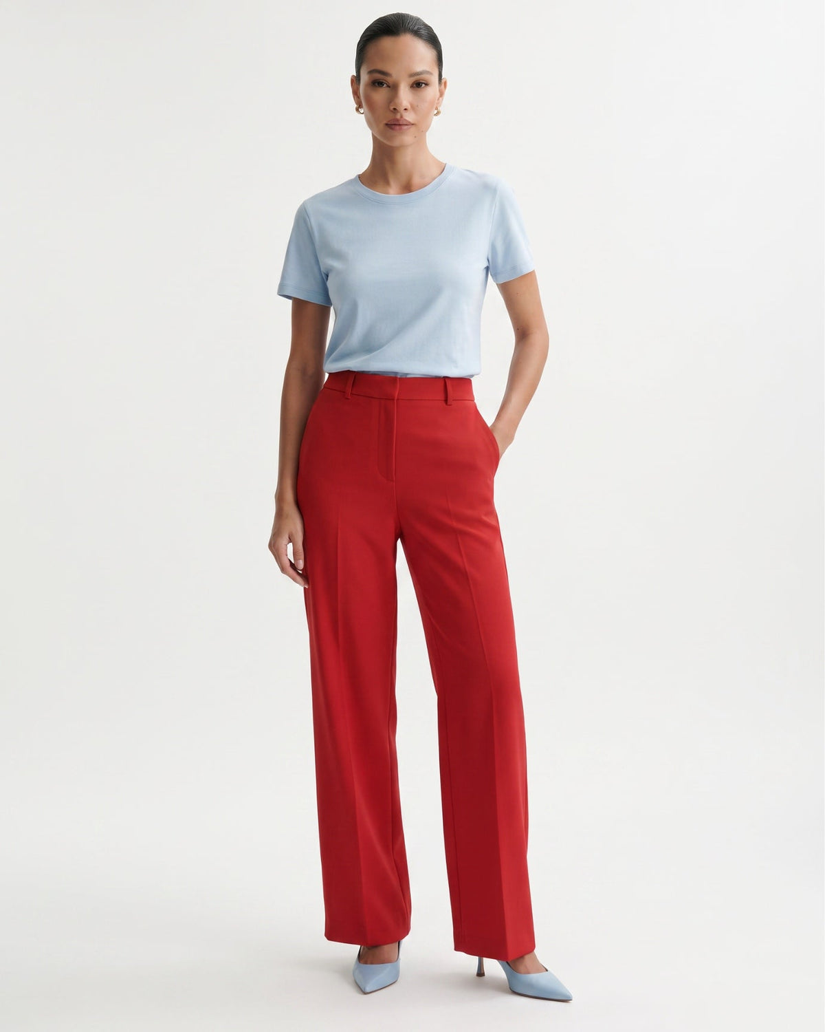 Mercerised Cotton Round Neck Tailored Fit T-Shirt – view 20