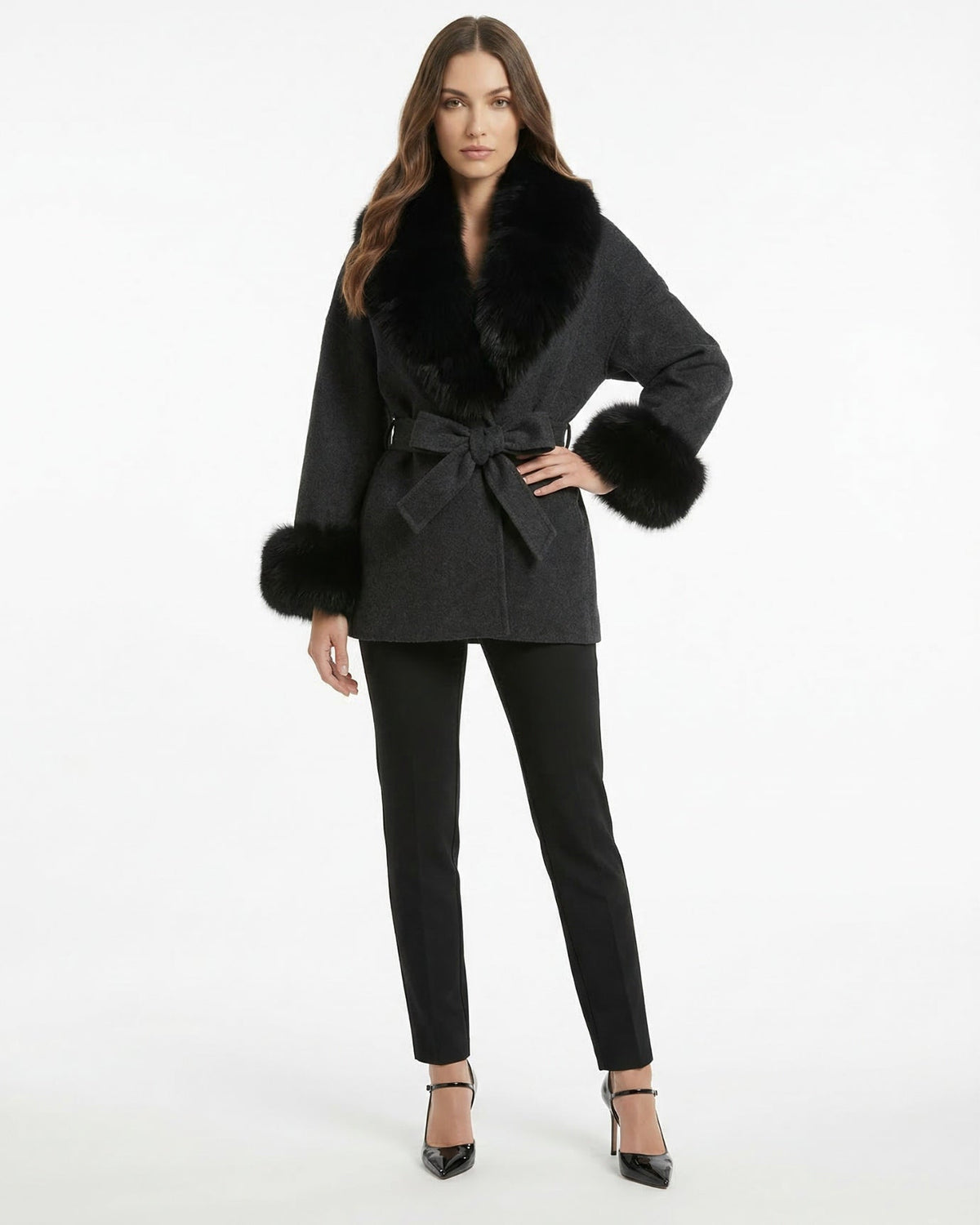 Divina Double-Sided Wool Coat with Statement Collar – view 23