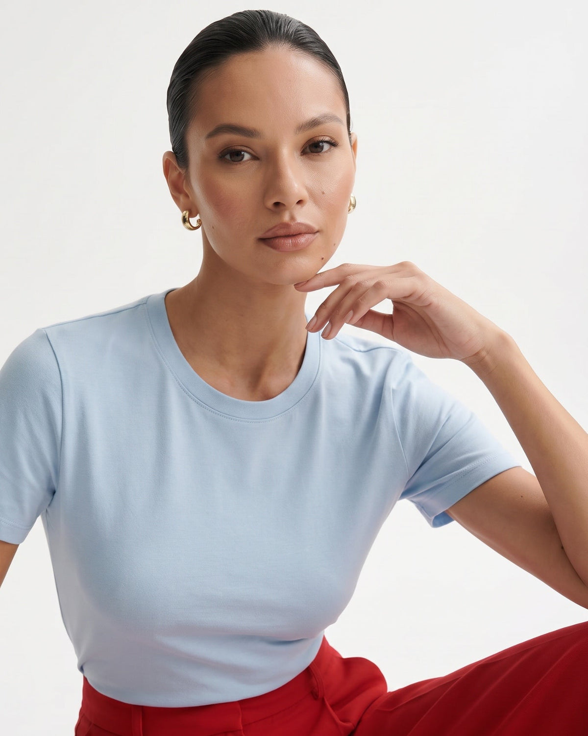 Mercerised Cotton Round Neck Tailored Fit T-Shirt – view 21