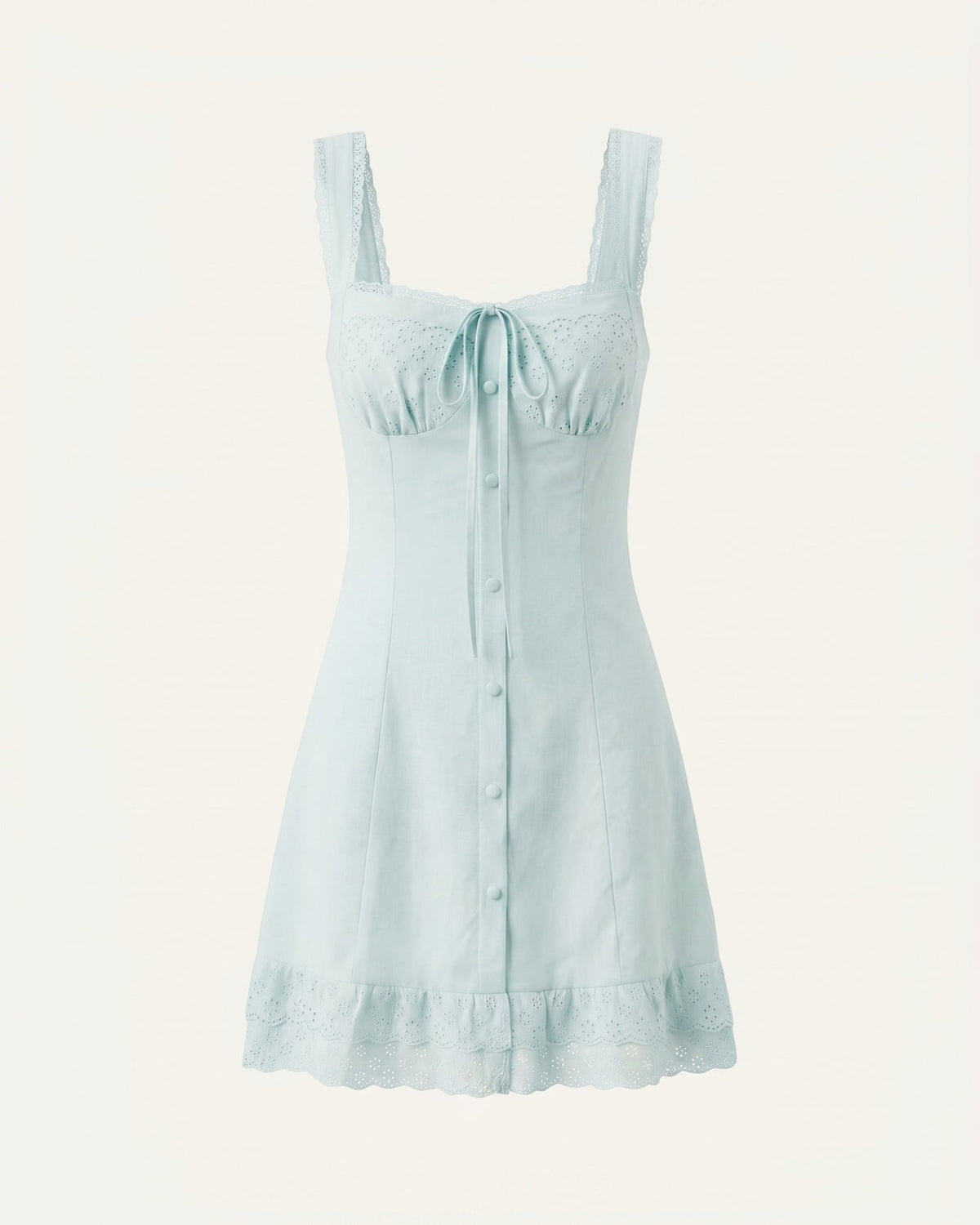 Lace Detail Slim Fit Mini Dress with Adjustable Tie Waist