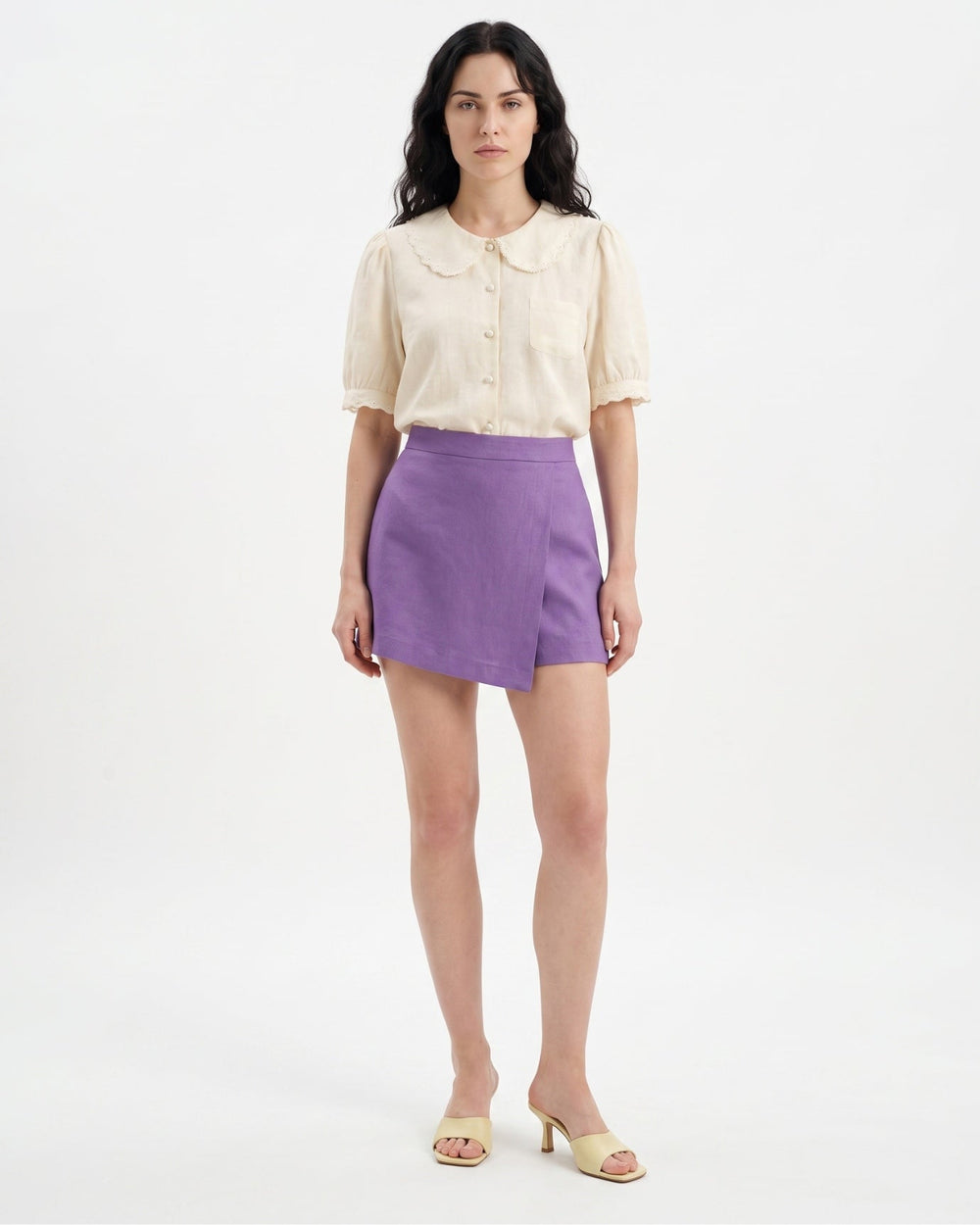 Cotton Lace Trim Embroidered Shirt with Tailored Fit