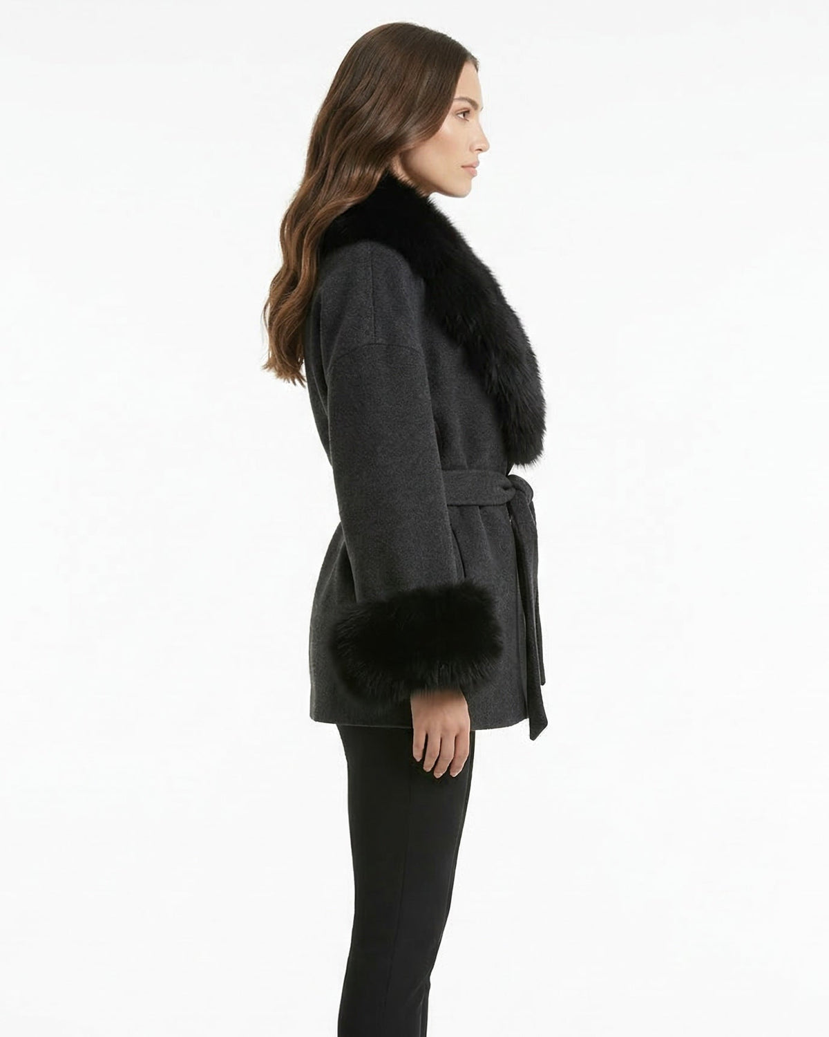 Divina Double-Sided Wool Coat with Statement Collar – view 24