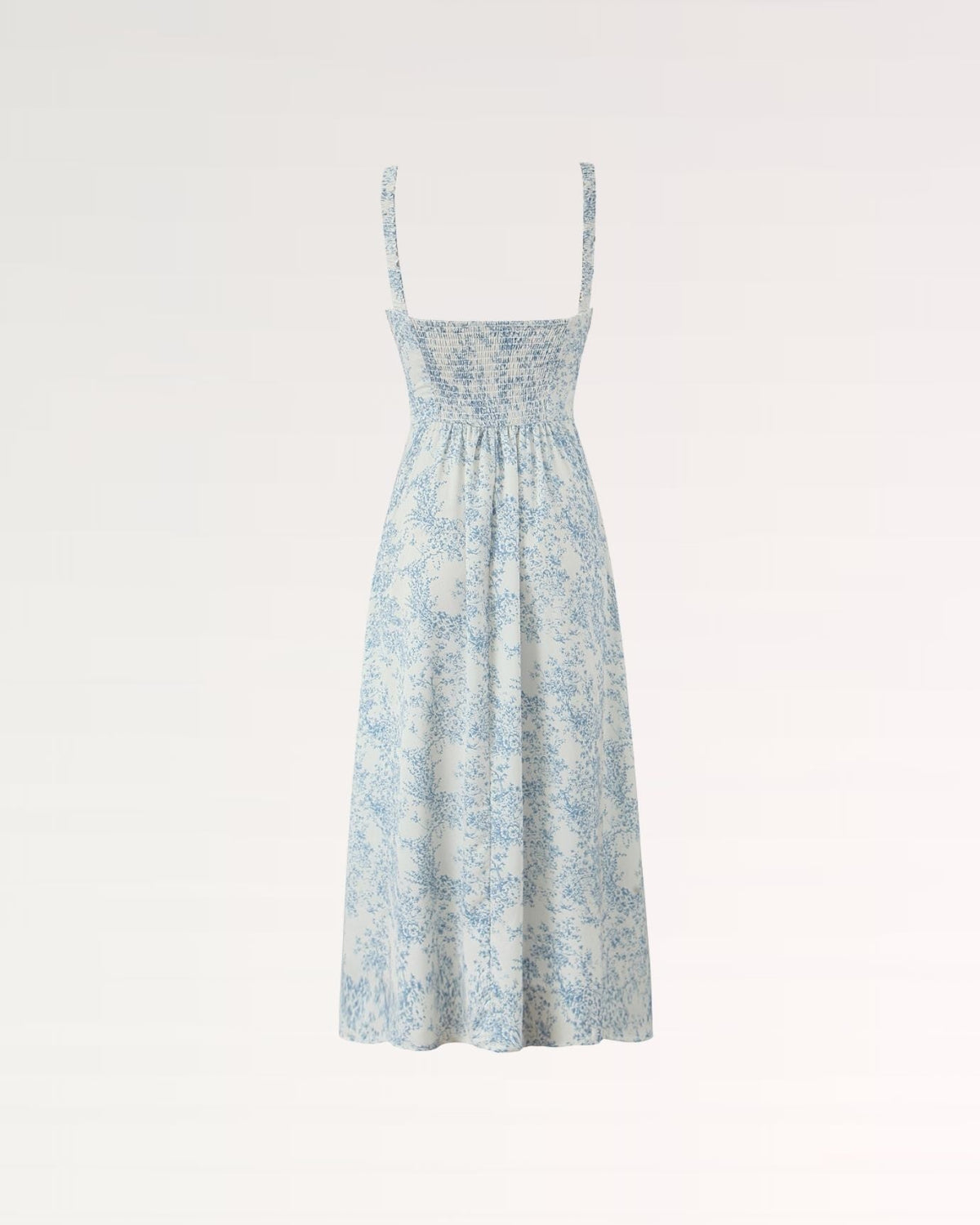 Garden Dream Smocked Square Neck Tiered Linen Blend Dress – Sky Blue – view 5