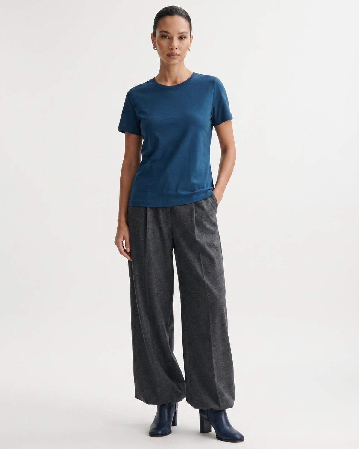 Mercerised Cotton Round Neck Tailored Fit T-Shirt – view 23