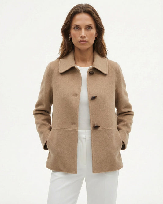Rhi Double-Sided Pure Wool Short Coat with Toggle Buttons
