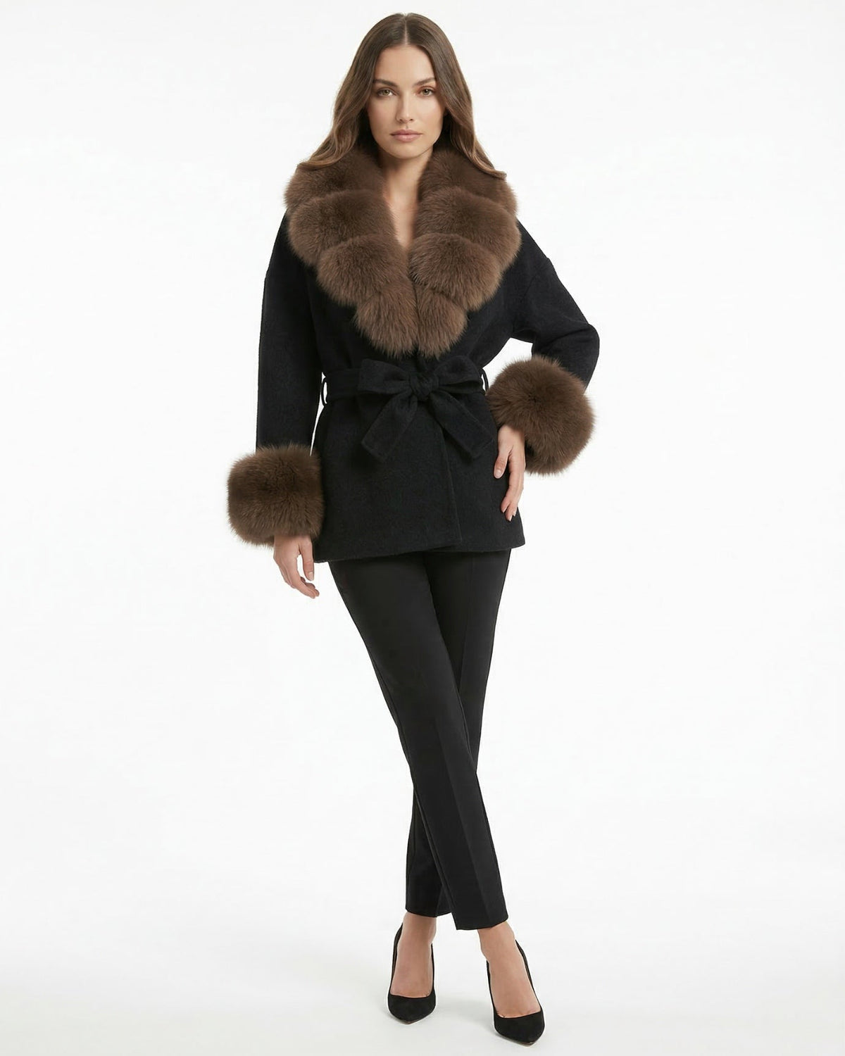 Divina Double-Sided Wool Coat with Statement Collar – view 26