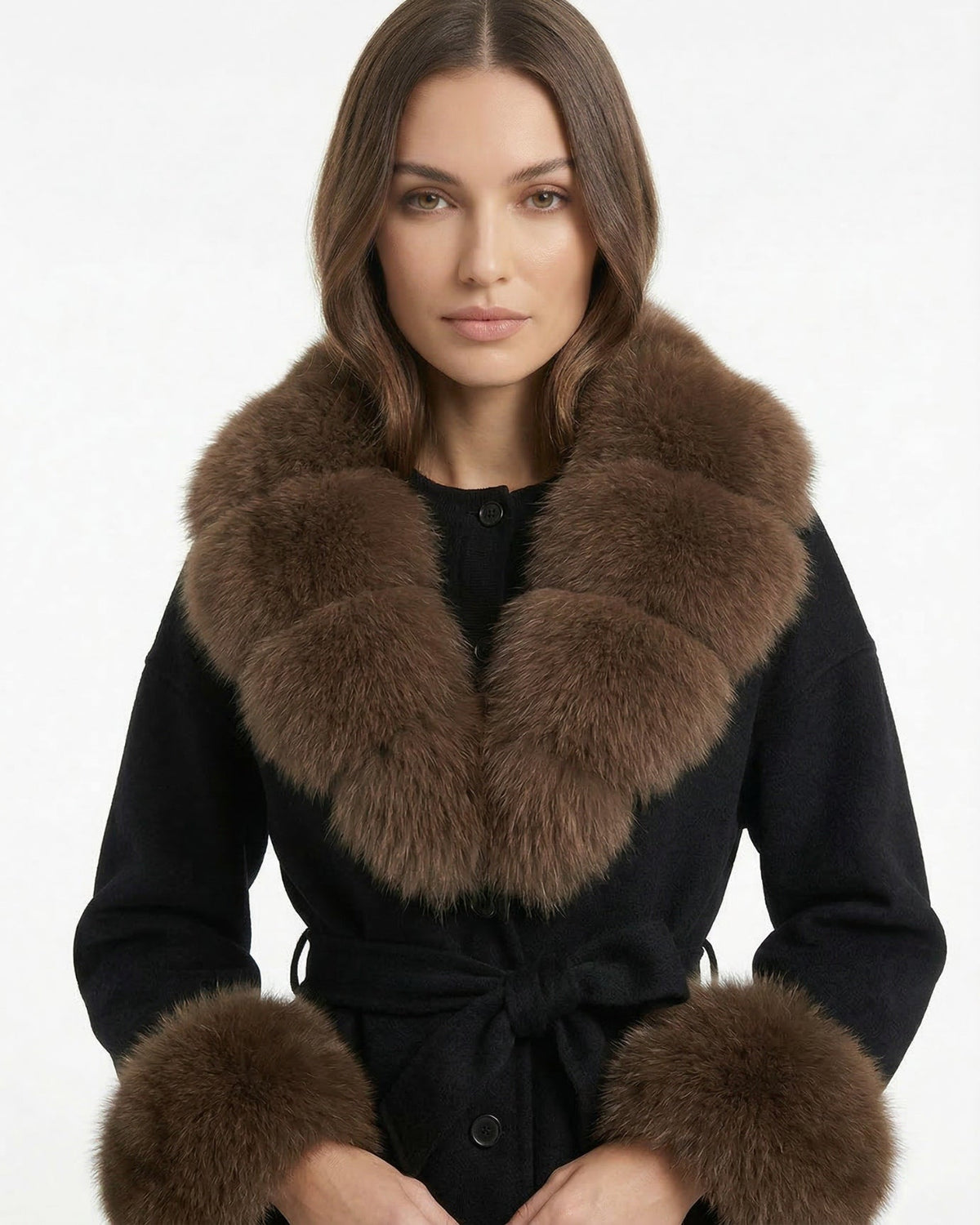 Divina Double-Sided Wool Coat with Statement Collar – view 27