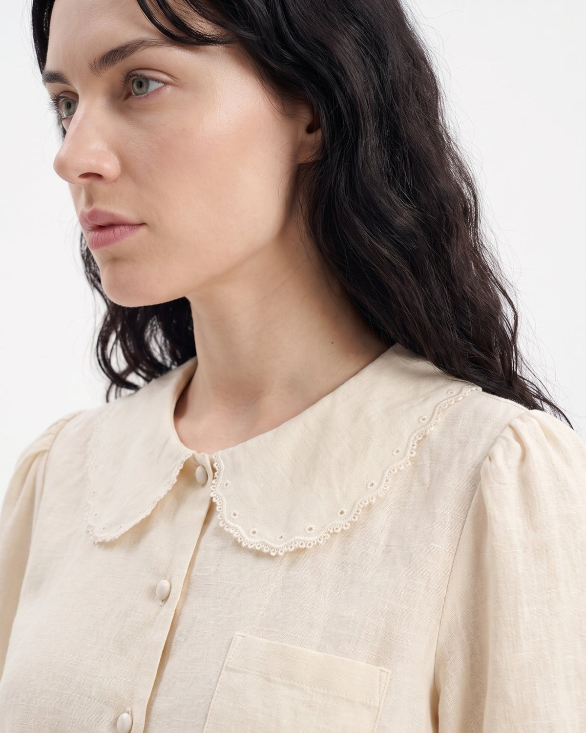 Cotton Lace Trim Embroidered Shirt with Tailored Fit – view 5