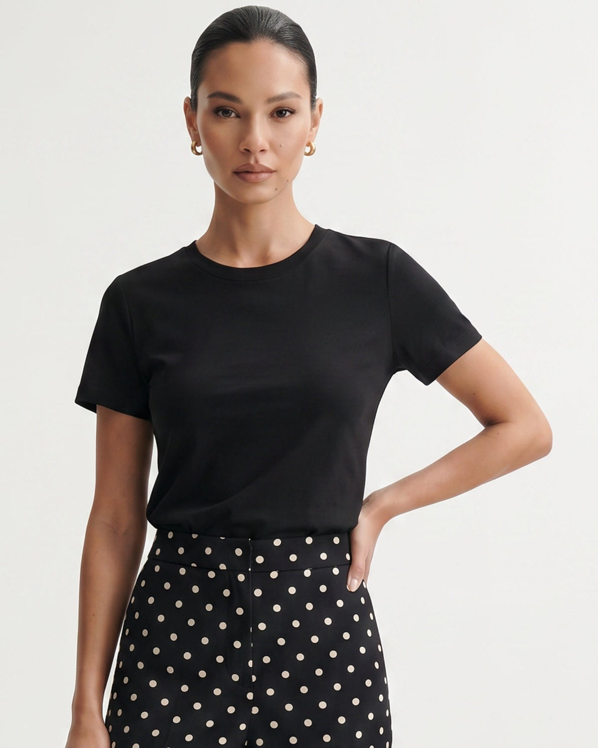 Mercerised Cotton Round Neck Tailored Fit T-Shirt – view 27