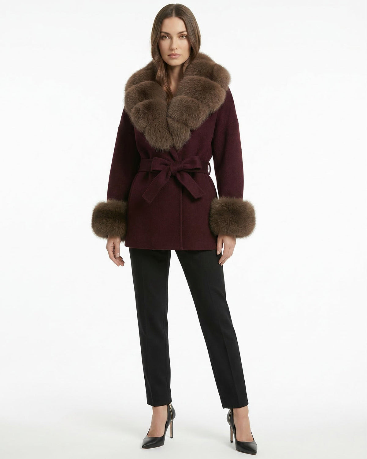 Divina Double-Sided Wool Coat with Statement Collar – view 29
