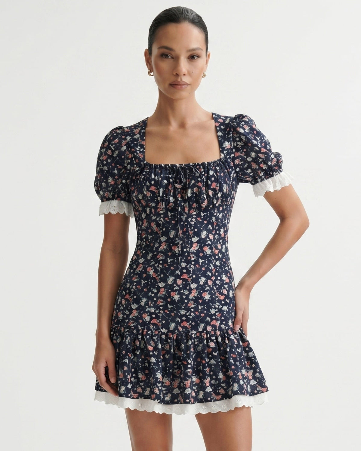 Marbella Vintage-Inspired Retro Floral Lace Stretch Dress – view 5