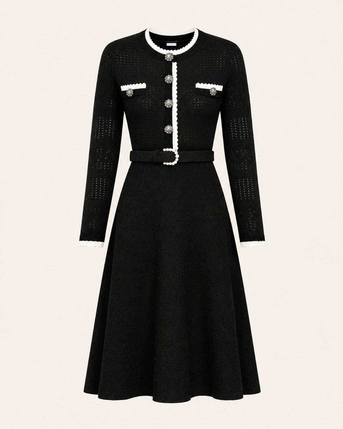 Celia Long Sleeve Cutout Midi Dress with Adjustable Belt