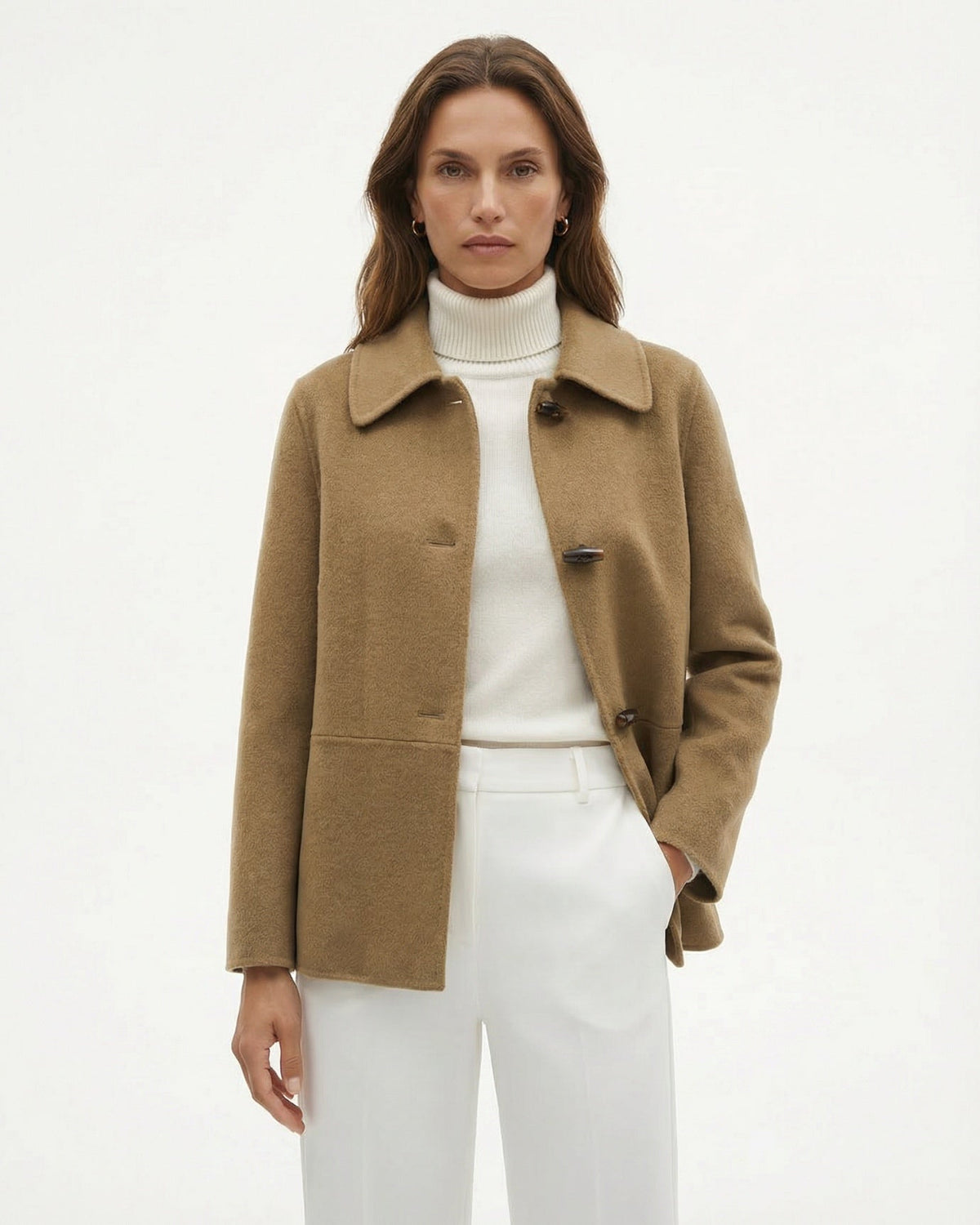 Rhi Double-Sided Pure Wool Short Coat with Toggle Buttons – view 5