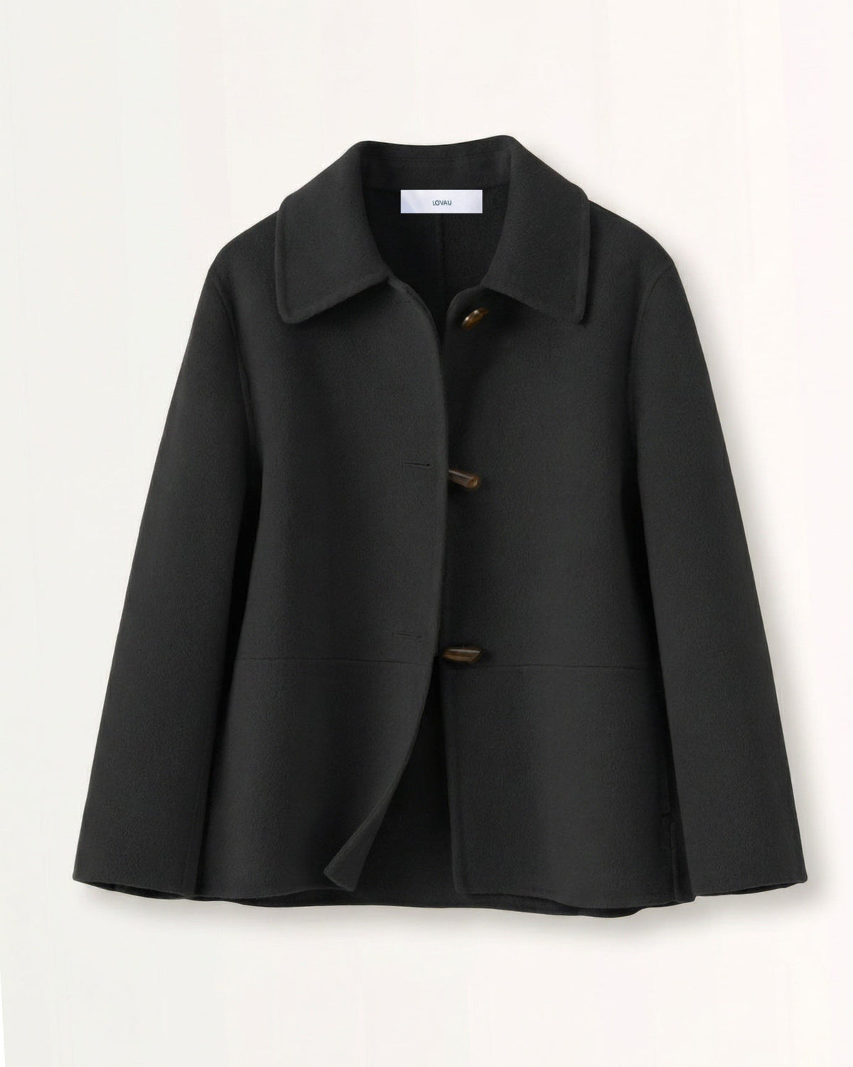 Rhi Double-Sided Pure Wool Short Coat with Toggle Buttons