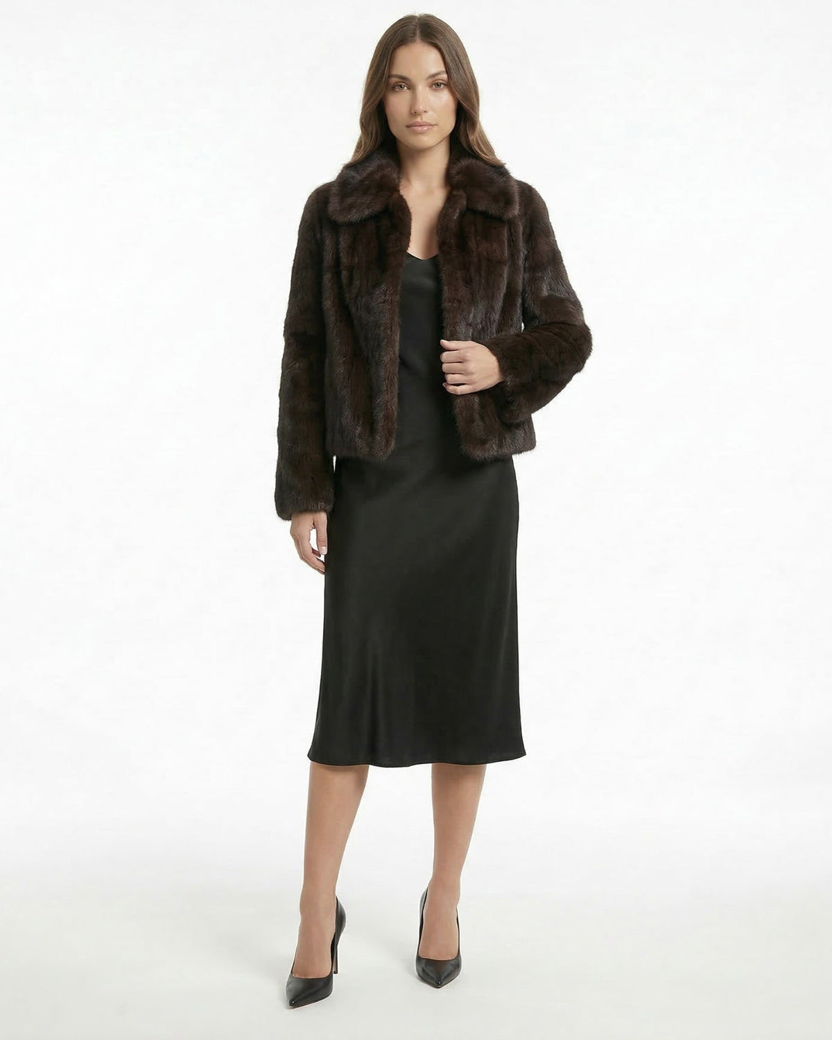 Full-Length Plush Coat with Relaxed Cut – Coffee Brown – view 2