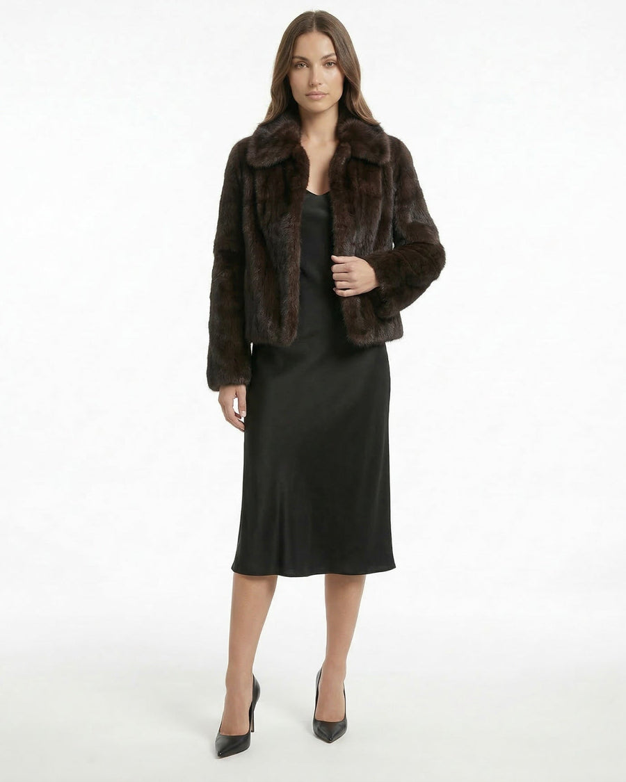 Full-Length Plush Coat with Relaxed Cut – Coffee Brown