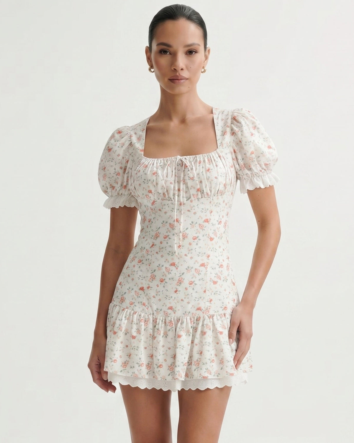 Marbella Vintage-Inspired Retro Floral Lace Stretch Dress – view 6
