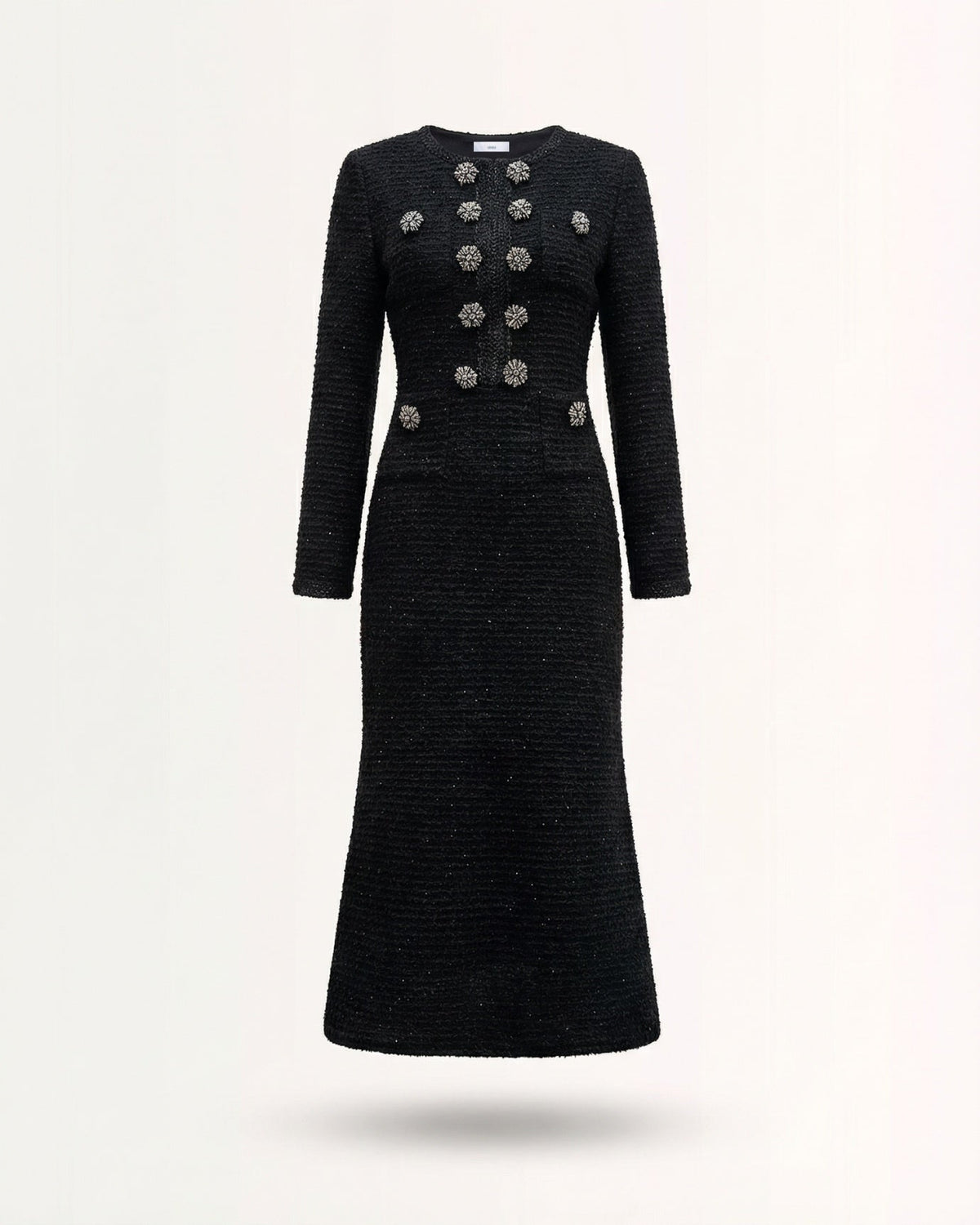 Retro Knit Dress with Crystal-Encrusted Metal Buttons – view 5