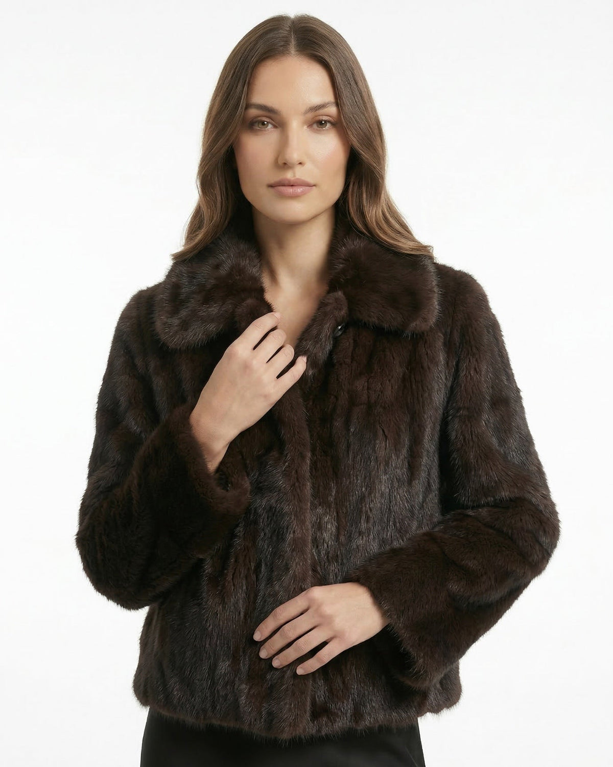 Full-Length Plush Coat with Relaxed Cut – Coffee Brown – view 4