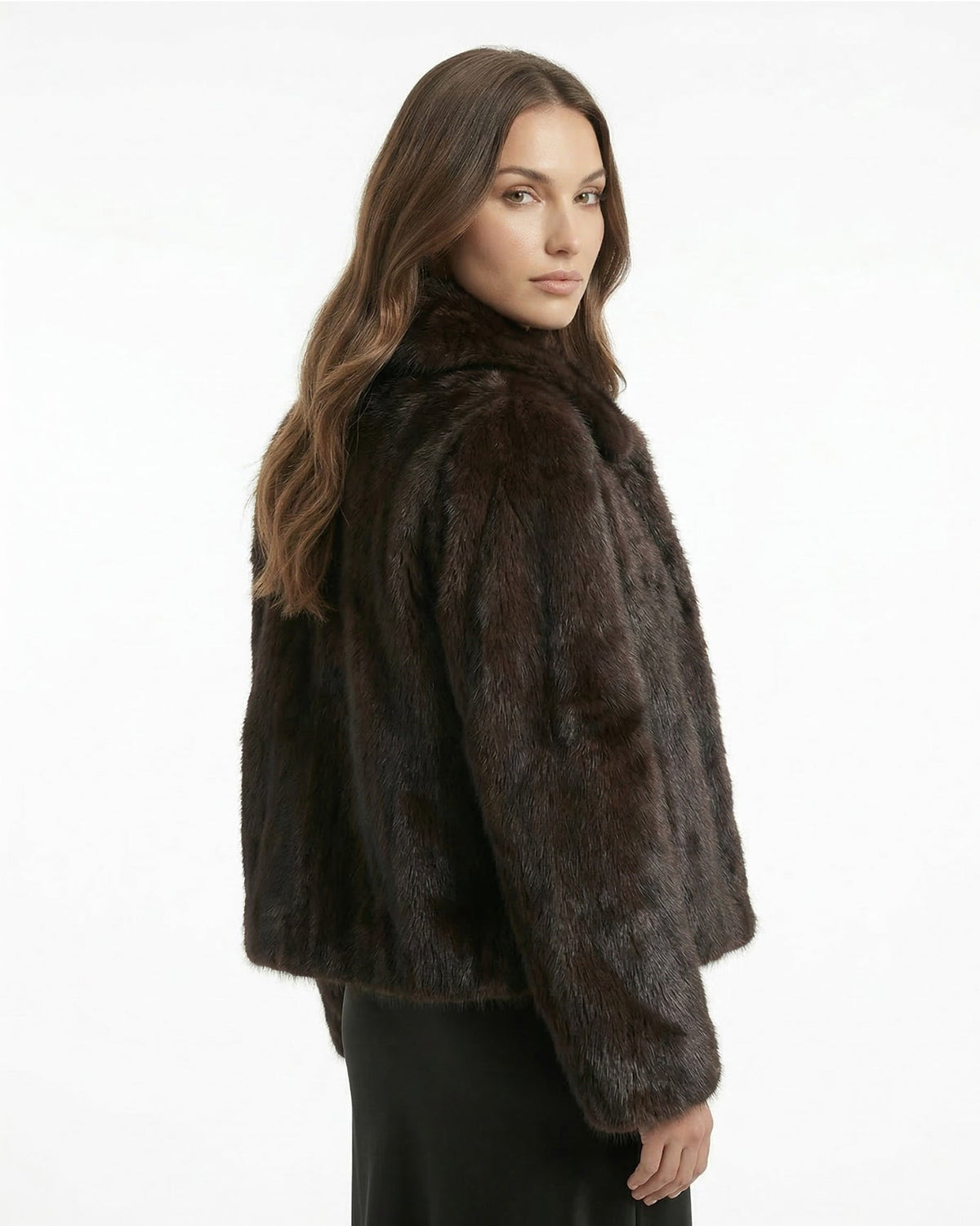 Full-Length Plush Coat with Relaxed Cut – Coffee Brown – view 5