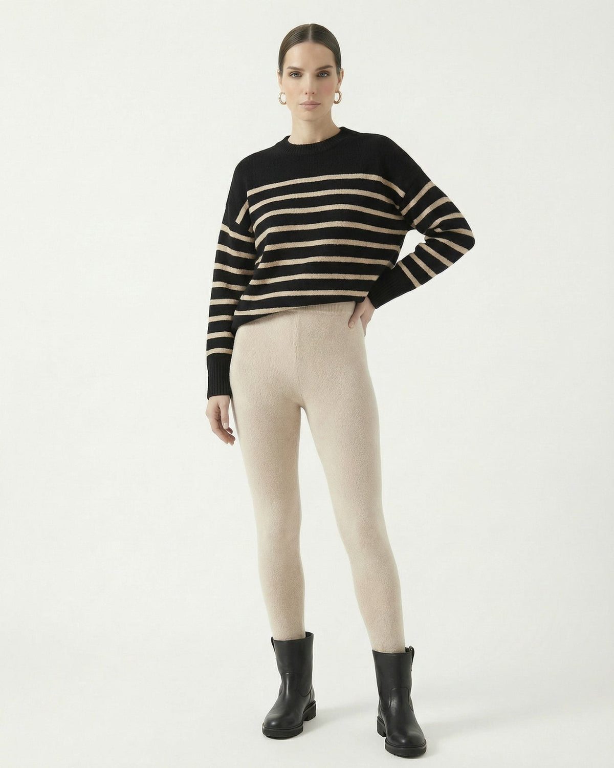 Dina Pure Cashmere Knitted Leggings with Elastic Waist – view 6