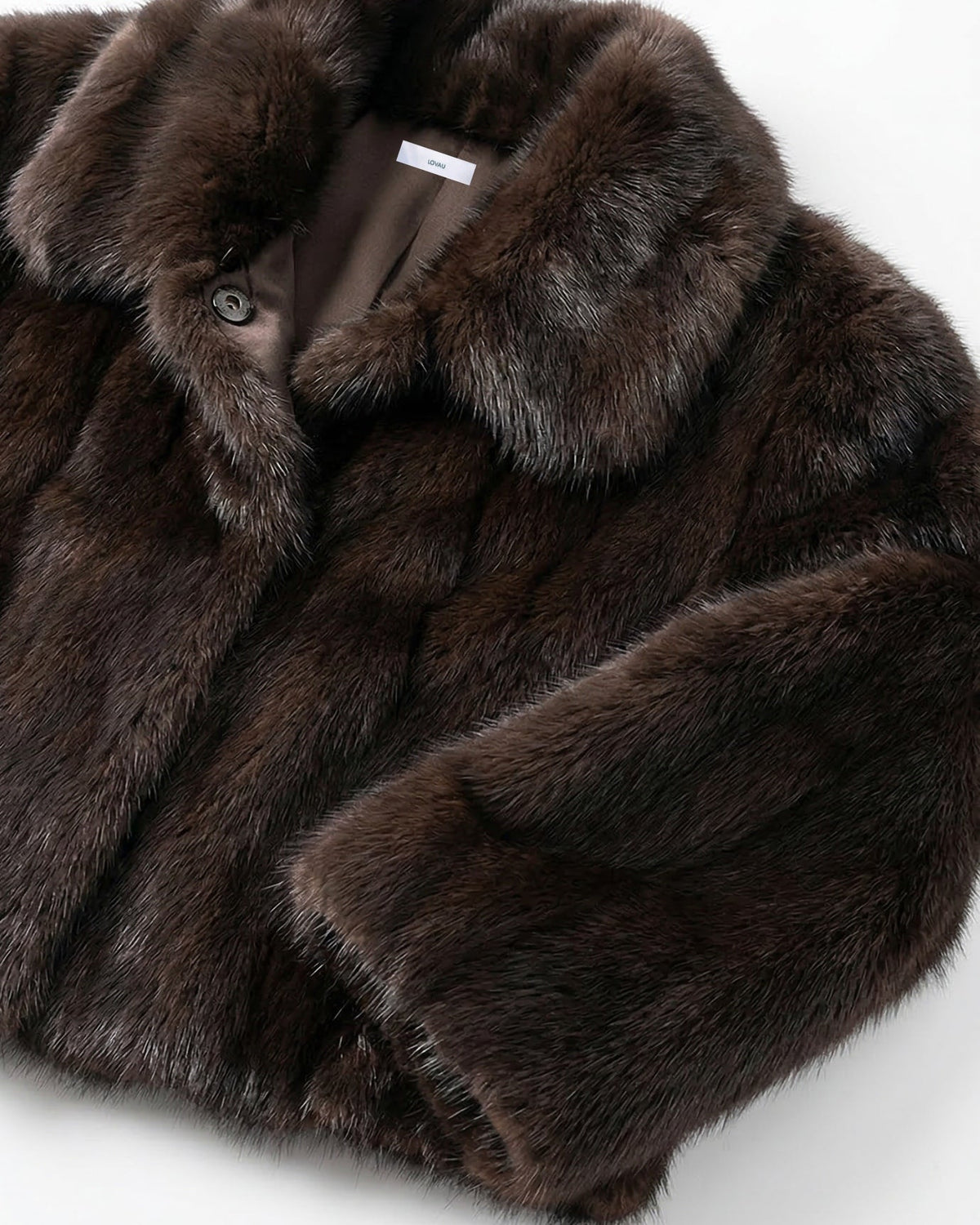 Full-Length Plush Coat with Relaxed Cut – Coffee Brown – view 6