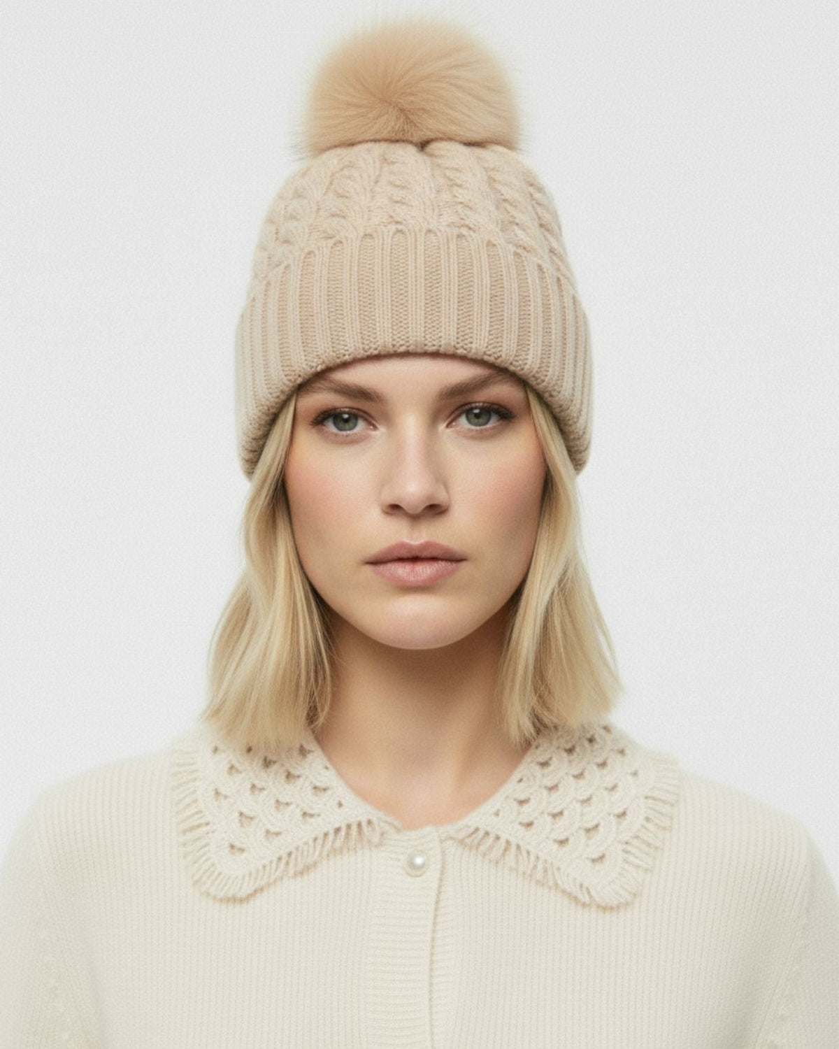 Soft Stretchy Knitted Pure Cashmere Winter Hat – view 2