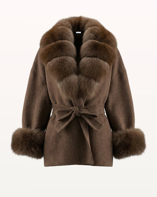 Divina Double-Sided Wool Coat with Statement Collar