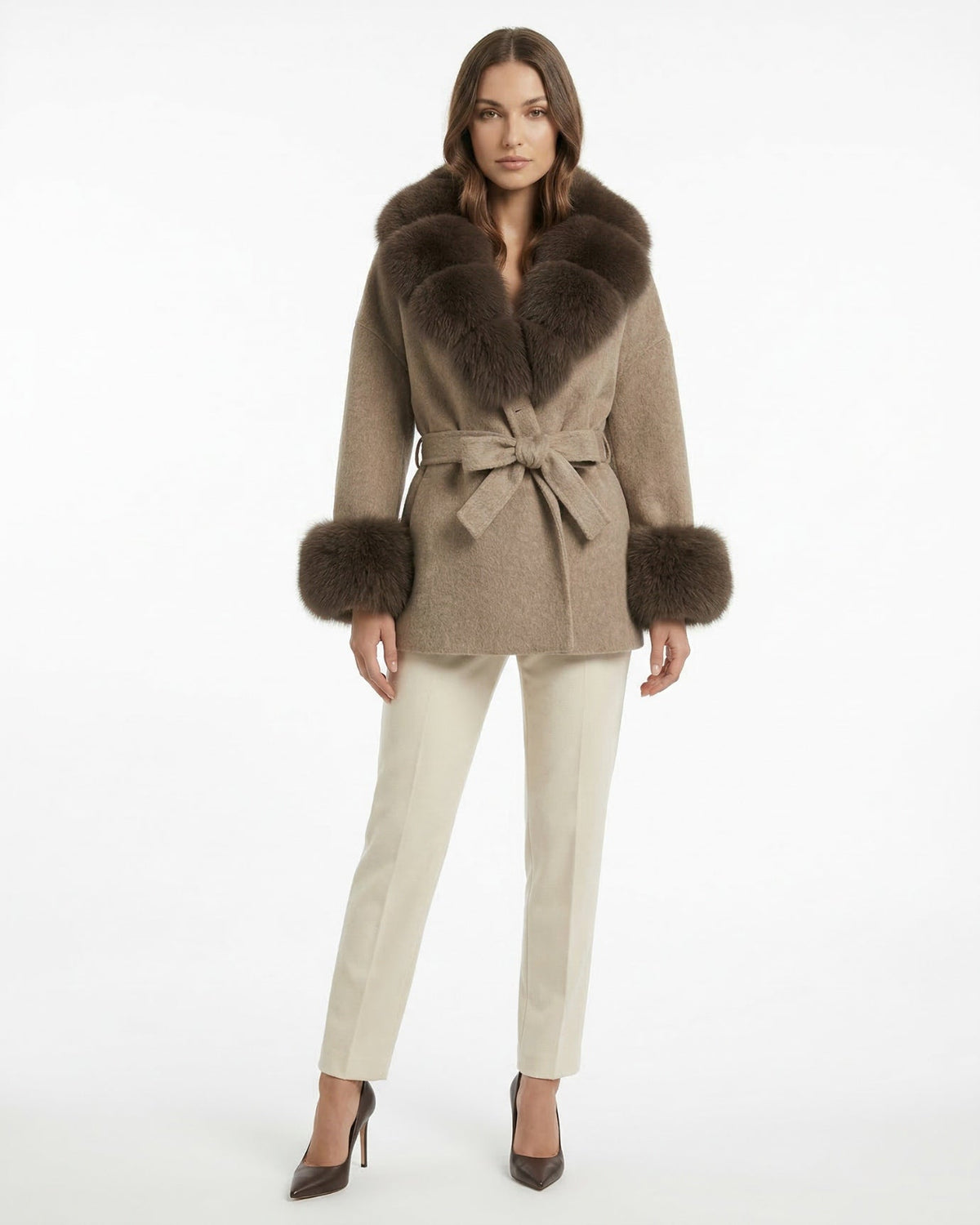 Divina Double-Sided Wool Coat with Statement Collar – view 14