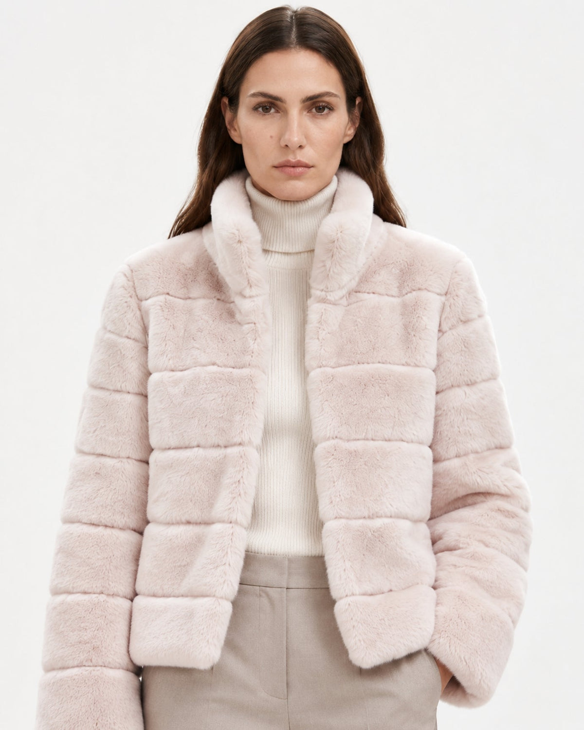 Stand Collar Short Plush Jacket with 3D Pattern – view 11