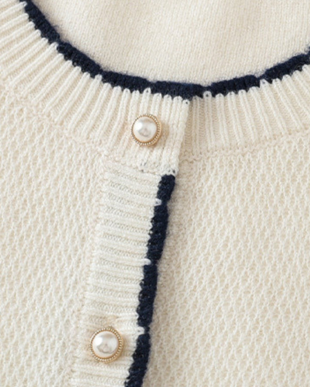 Pure Cashmere Crew Neck Cardigan with Pearl Detailing – view 11