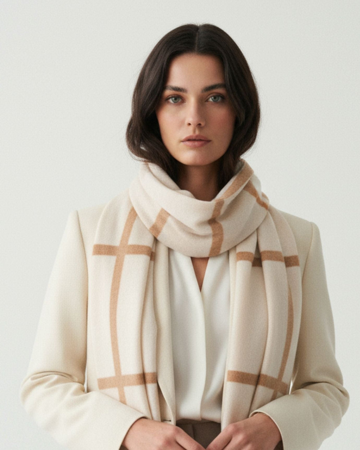 Thickened Striped Knit Pure Cashmere Winter Scarf – view 6