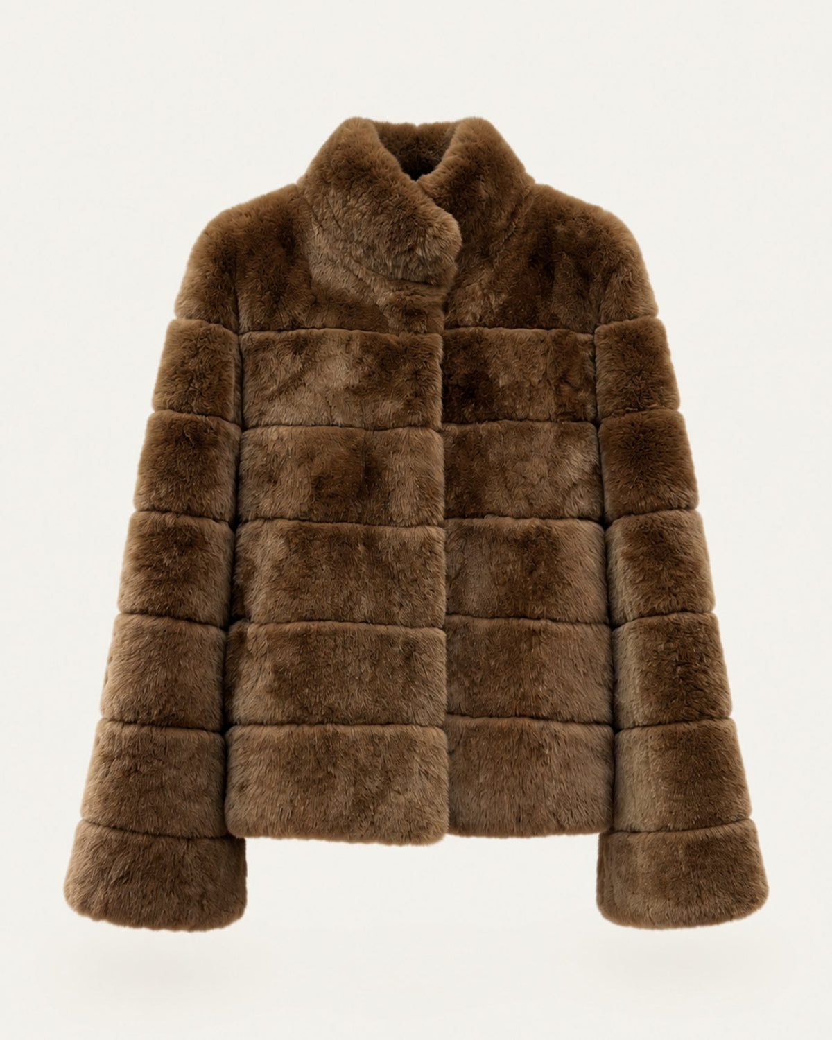 Stand Collar Short Plush Jacket with 3D Pattern – view 5