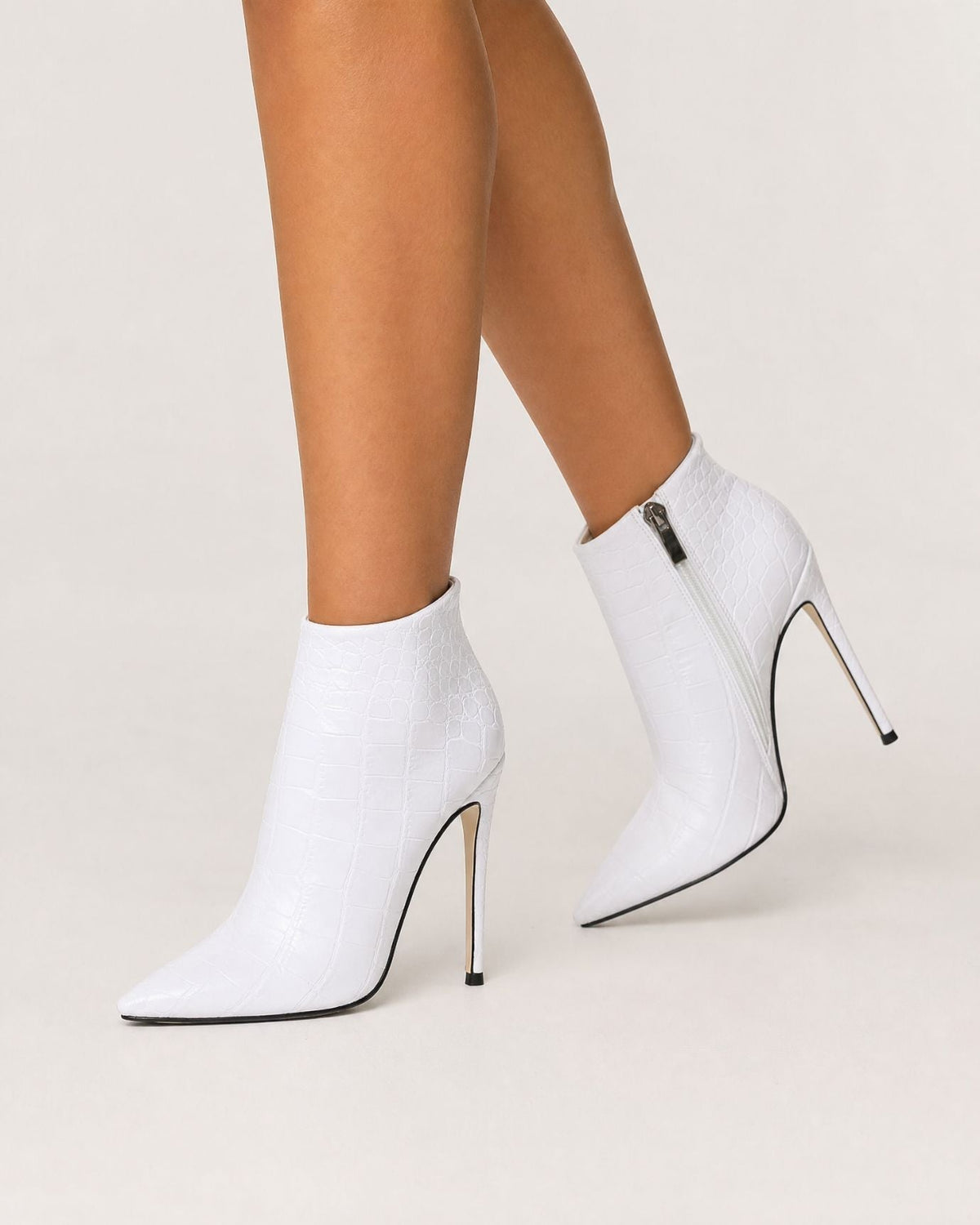 Pointed-Toe Stiletto Ankle Boots with Side Zip and 12cm Heel – view 12