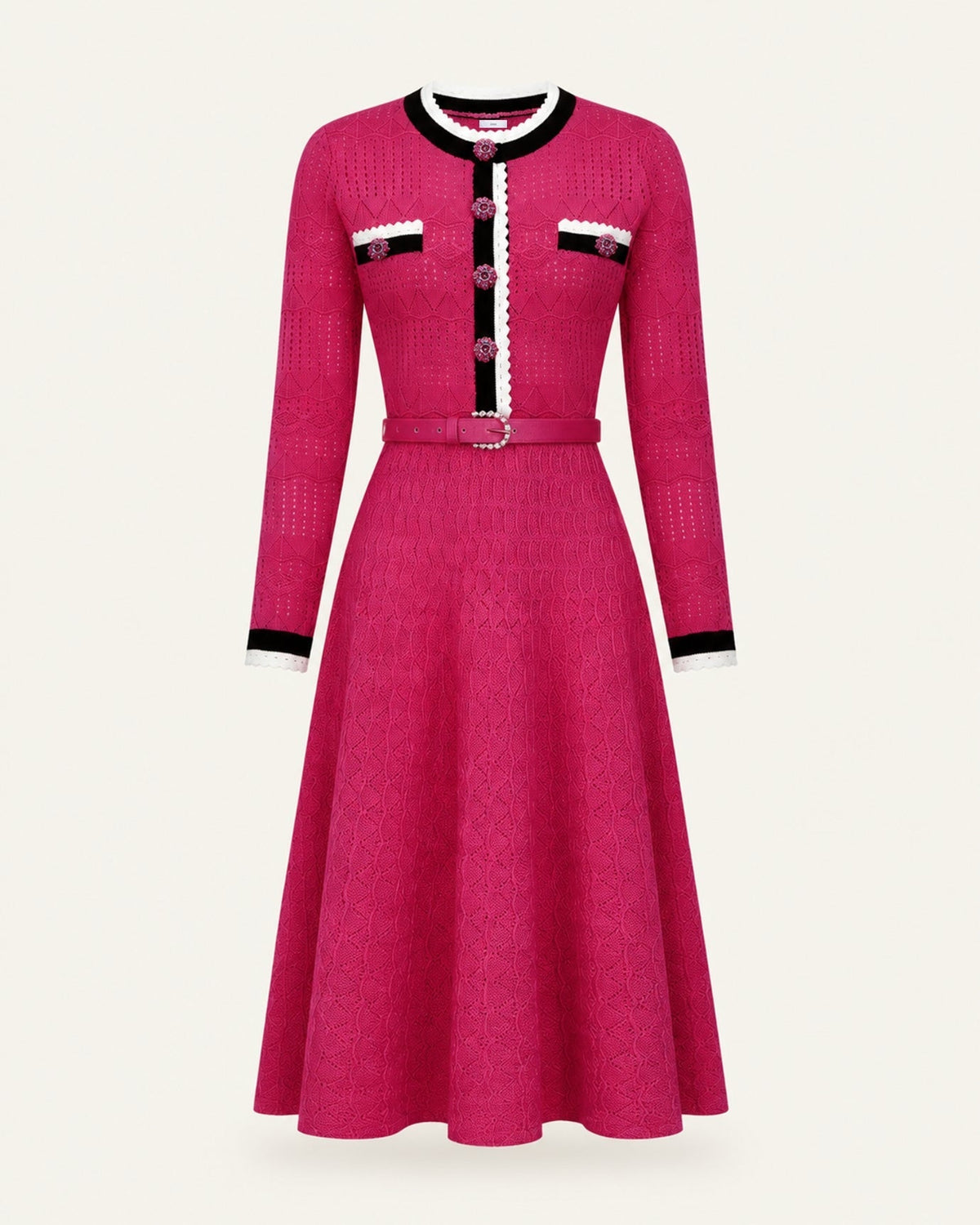 Celia Long Sleeve Cutout Midi Dress with Adjustable Belt – view 16