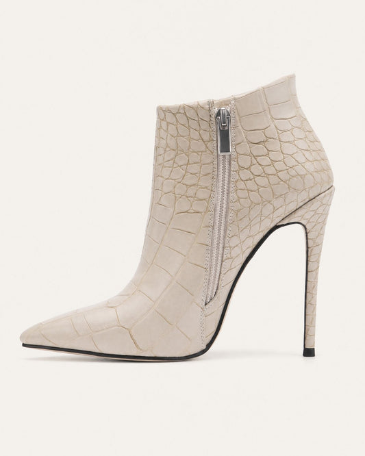Pointed-Toe Stiletto Ankle Boots with Side Zip and 12cm Heel – view 2