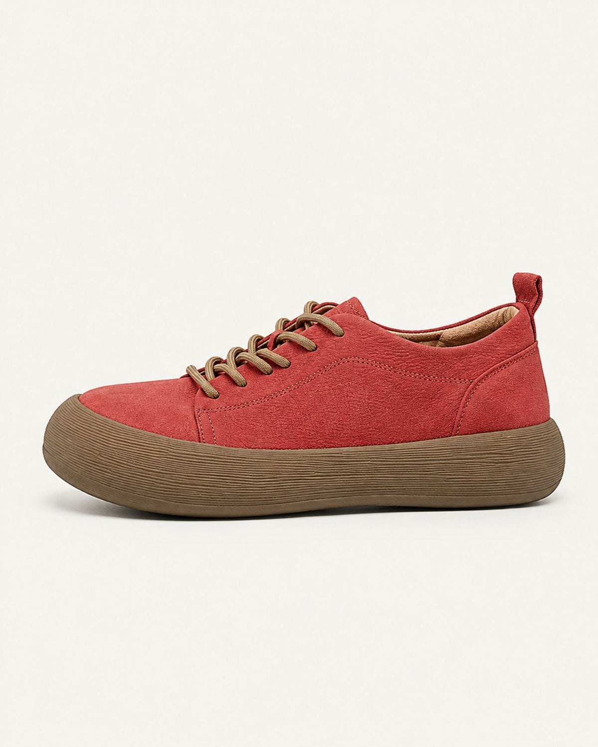 Top-Grain Leather Chunky Lace-Up Flat Shoes with Round Toe – view 9