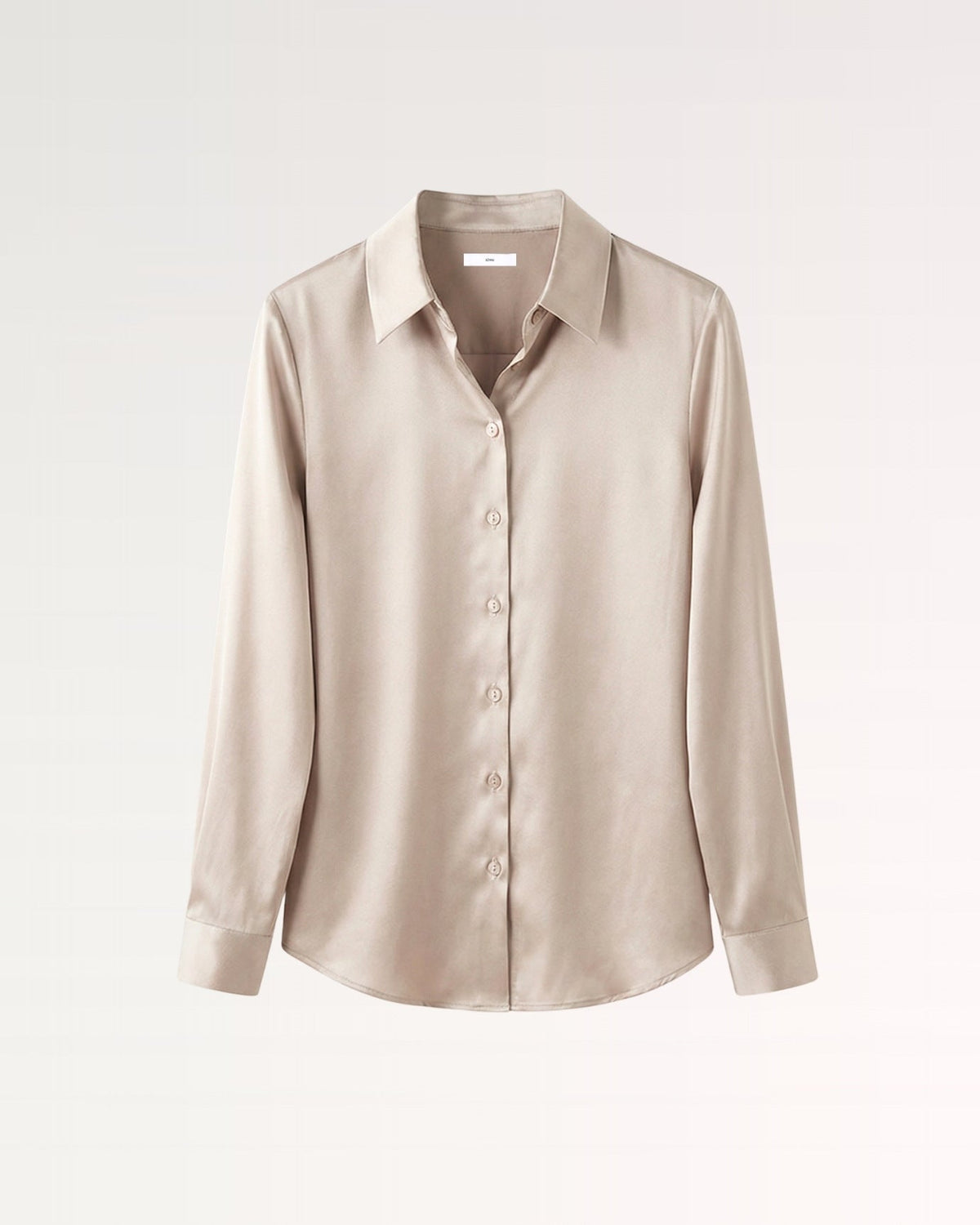 Heavyweight Mulberry Silk Satin Shirt with Gentle Stretch – Champagne – view 1