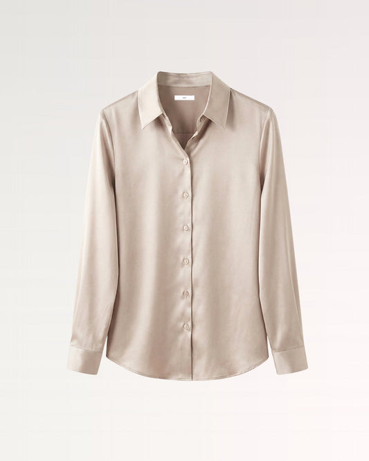 Heavyweight Mulberry Silk Satin Shirt with Gentle Stretch
