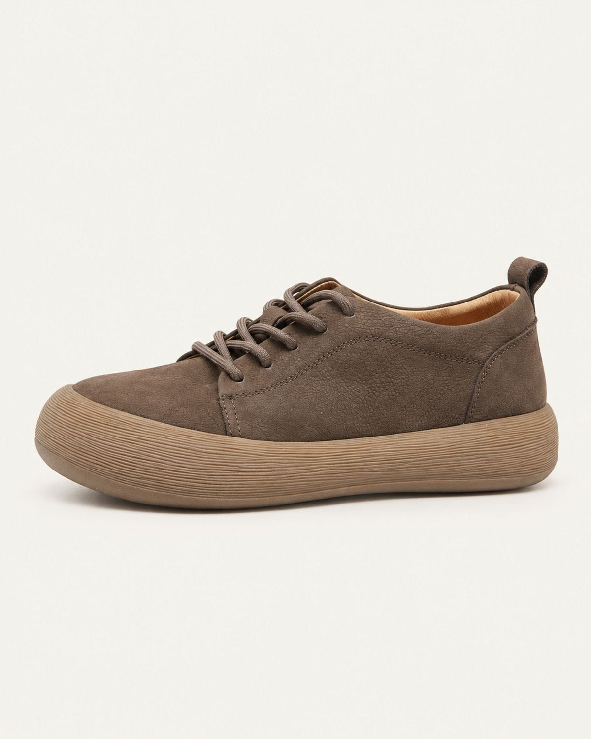 Top-Grain Leather Chunky Lace-Up Flat Shoes with Round Toe – view 5