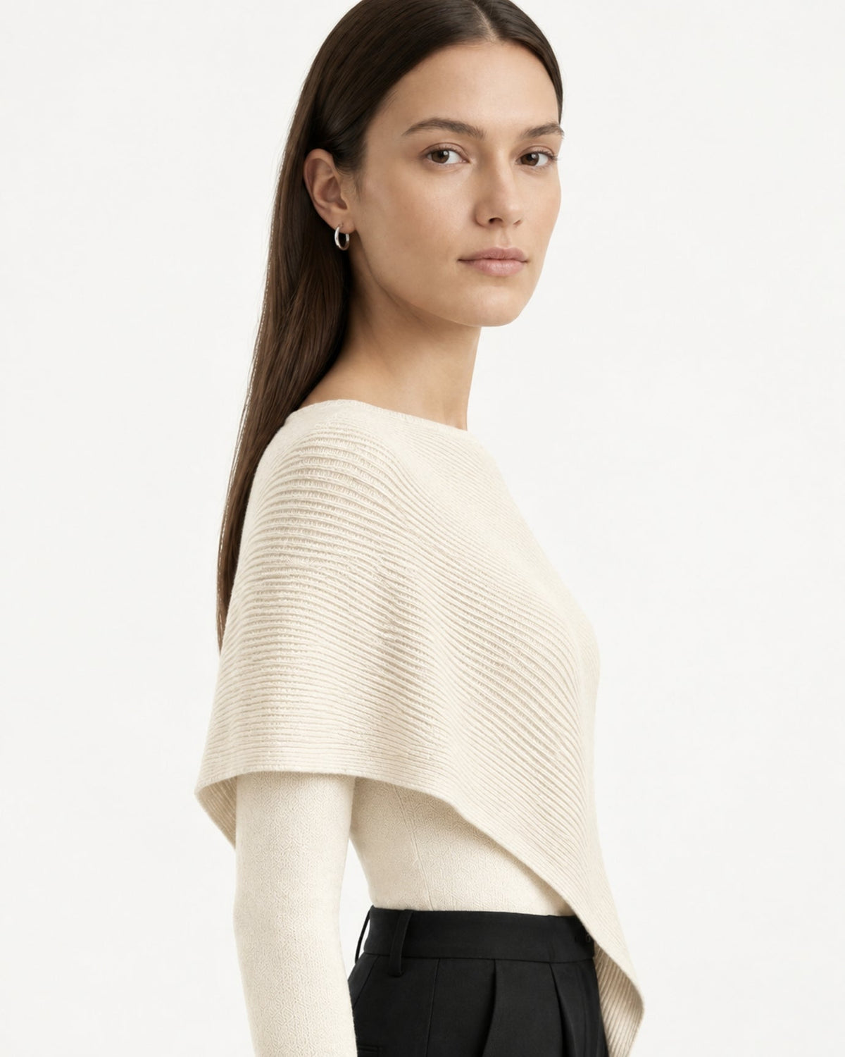 Mina Asymmetrical Draped Cotton and Viscose Knit Shawl Top – view 20