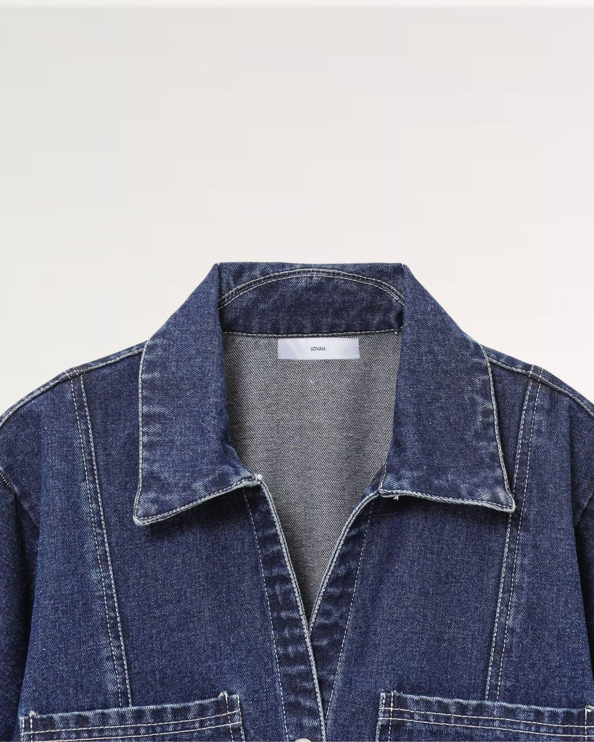 New York Pointed Collar Denim Shirt with Chest Pocket – Navy Blue