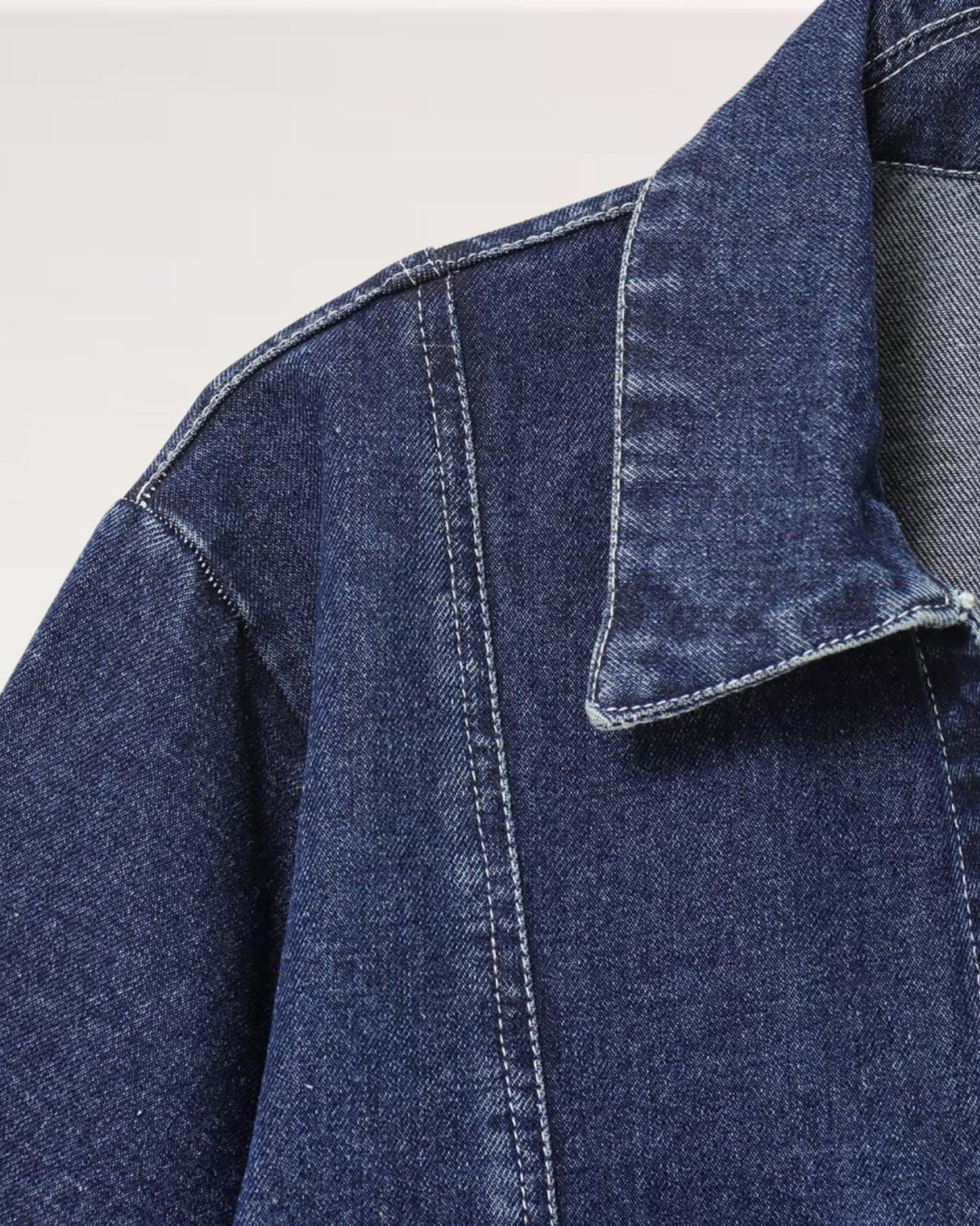 New York Pointed Collar Denim Shirt with Chest Pocket – Navy Blue – view 5