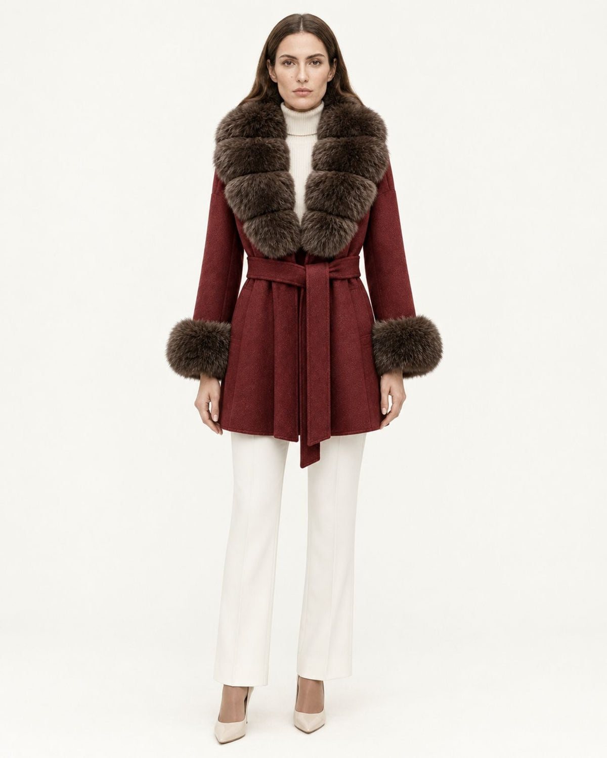 Mira Belted Mid-Length Hand-Stitched Wool Coat – view 34