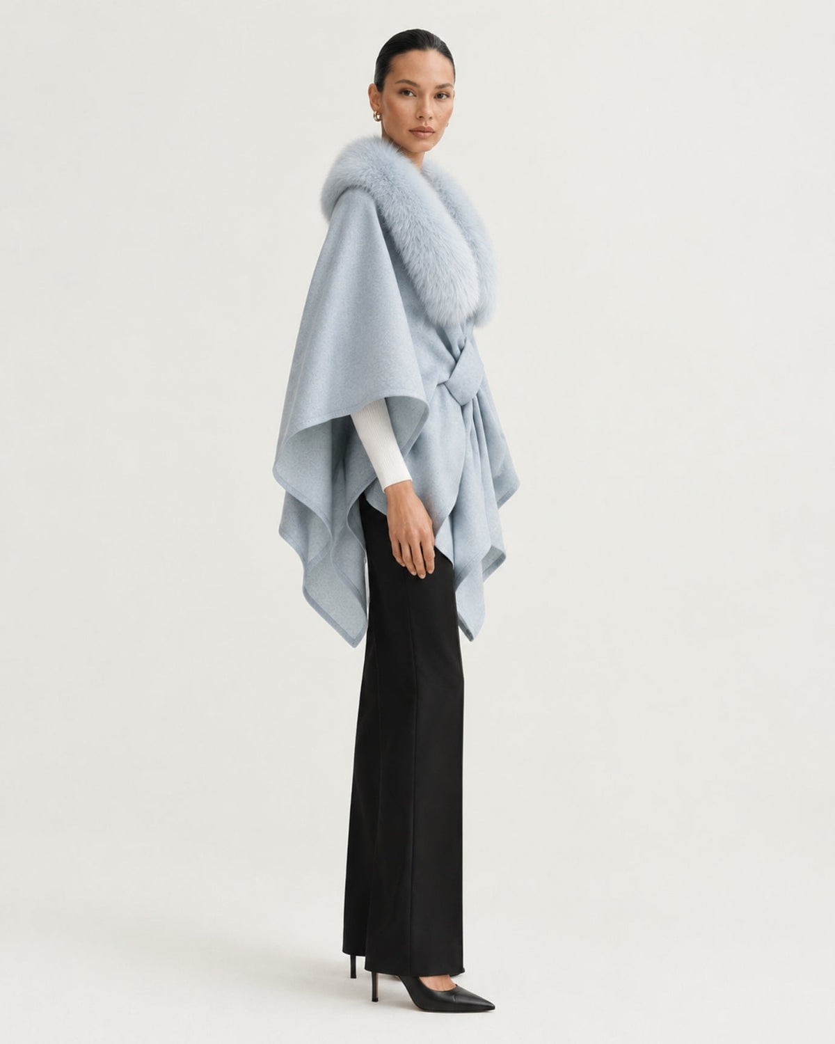 Wool Blend Knit Cape Shawl – view 15