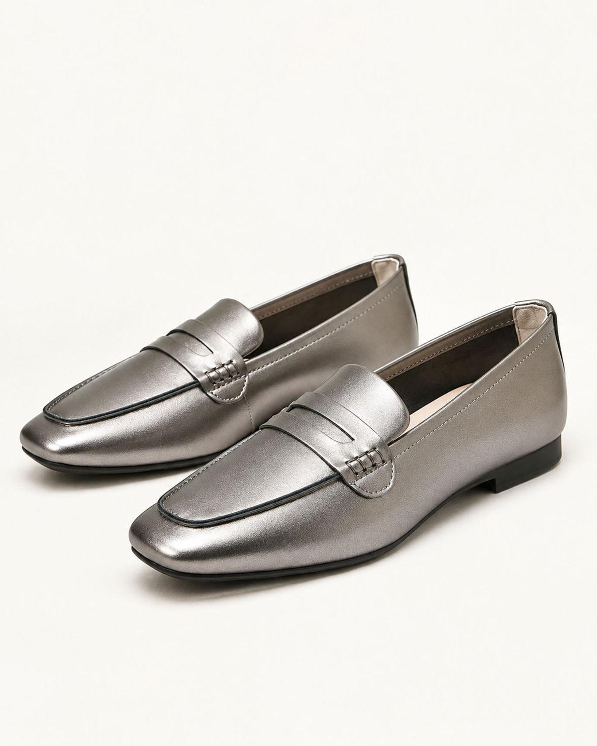 Square Toe Full-Grain Leather Slip-On Loafers with Rubber Sole – view 4