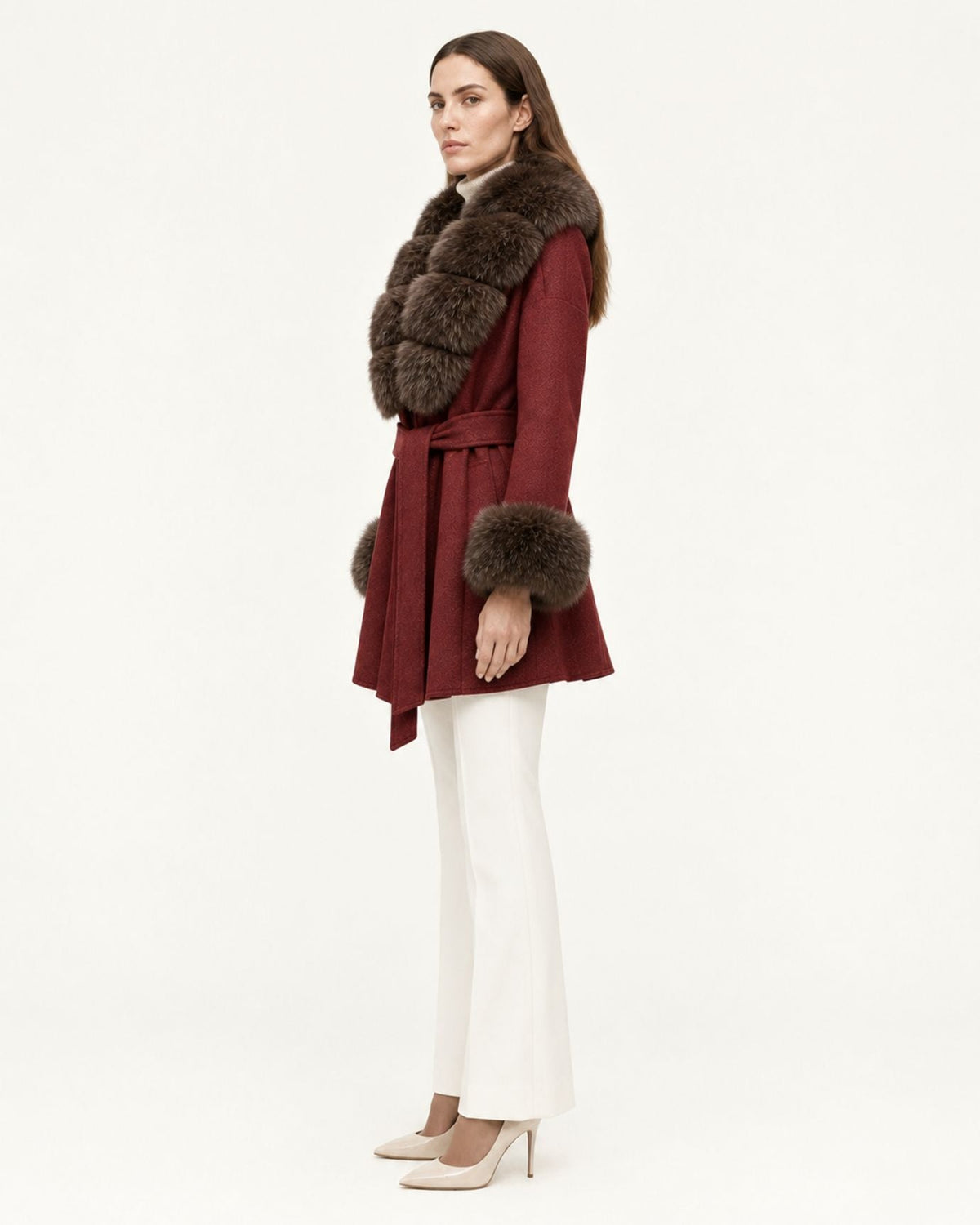 Mira Belted Mid-Length Hand-Stitched Wool Coat – view 35
